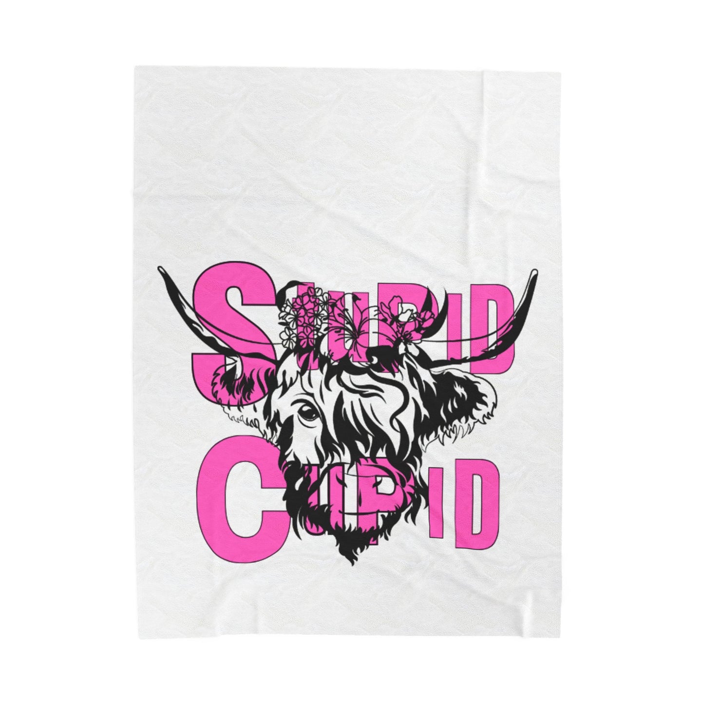 Highland Cow SC Velveteen Plush Blanket - Stupid Cupid