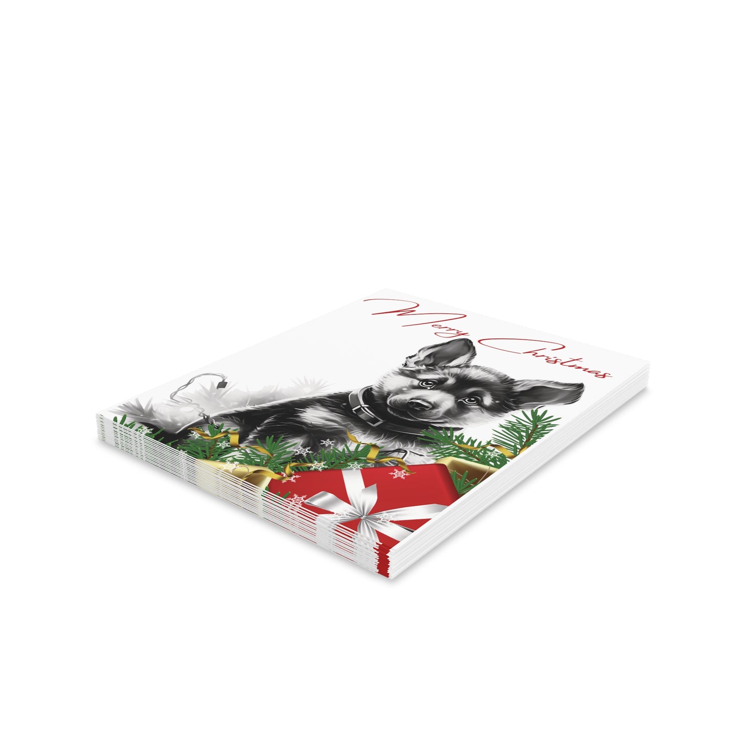 Greeting cards (8, 16, and 24 pcs) German Sheppard Christmas Puppy