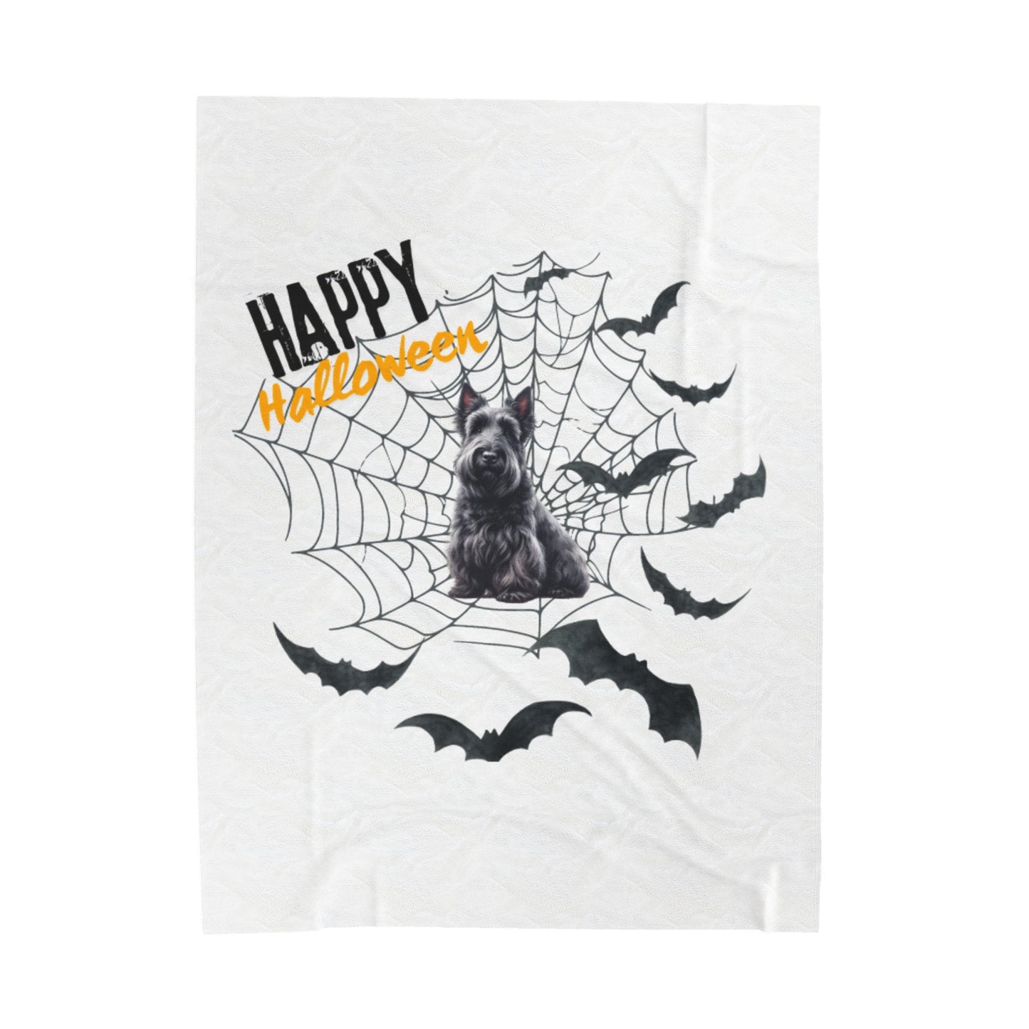 Velveteen Plush Blanket - Scottish Terrier Halloween