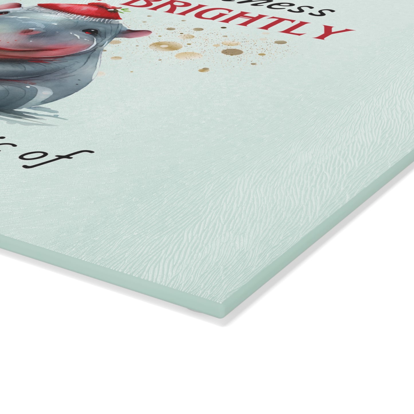 Glass Cutting Board - Hippopotamus with the Magic of Christmas