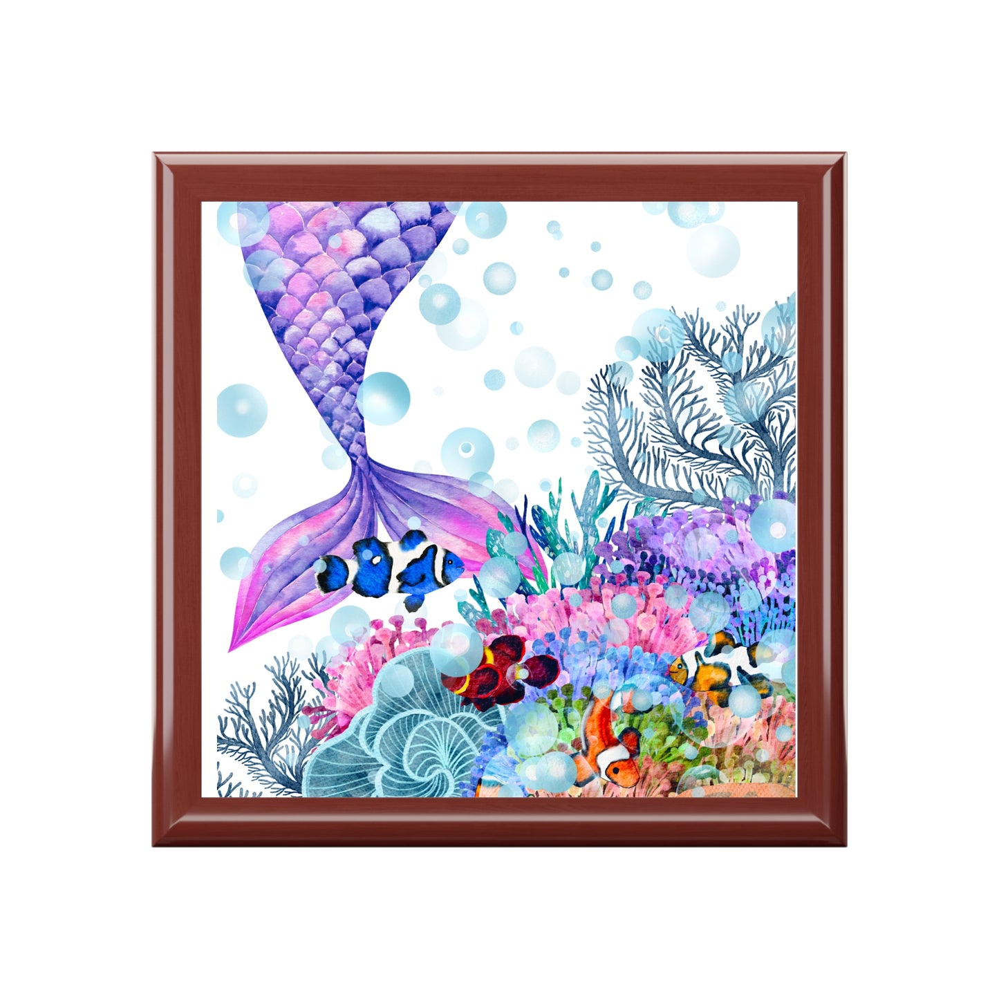 Jewelry Box – White Ceramic Mermaid Tail under the sea