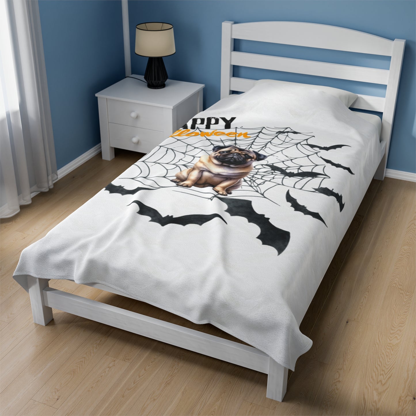 Velveteen Plush Blanket - Pug Halloween