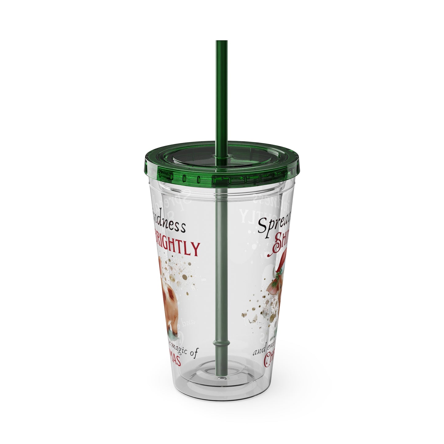 Clear Tumbler with color-matching lid and straw, 16oz - Magic of Christmas - Baby Cow