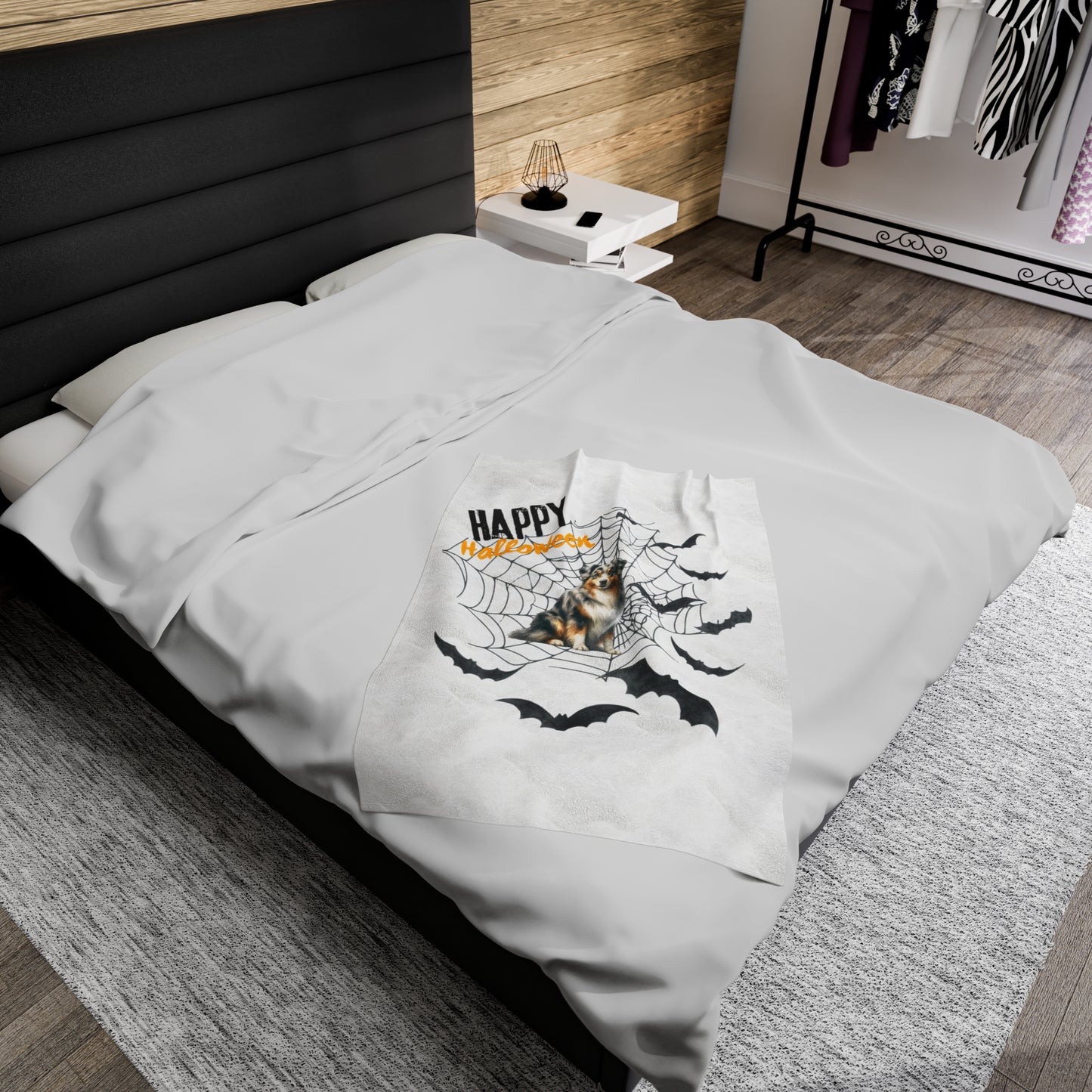 Velveteen Plush Blanket - Australian Shepard Halloween
