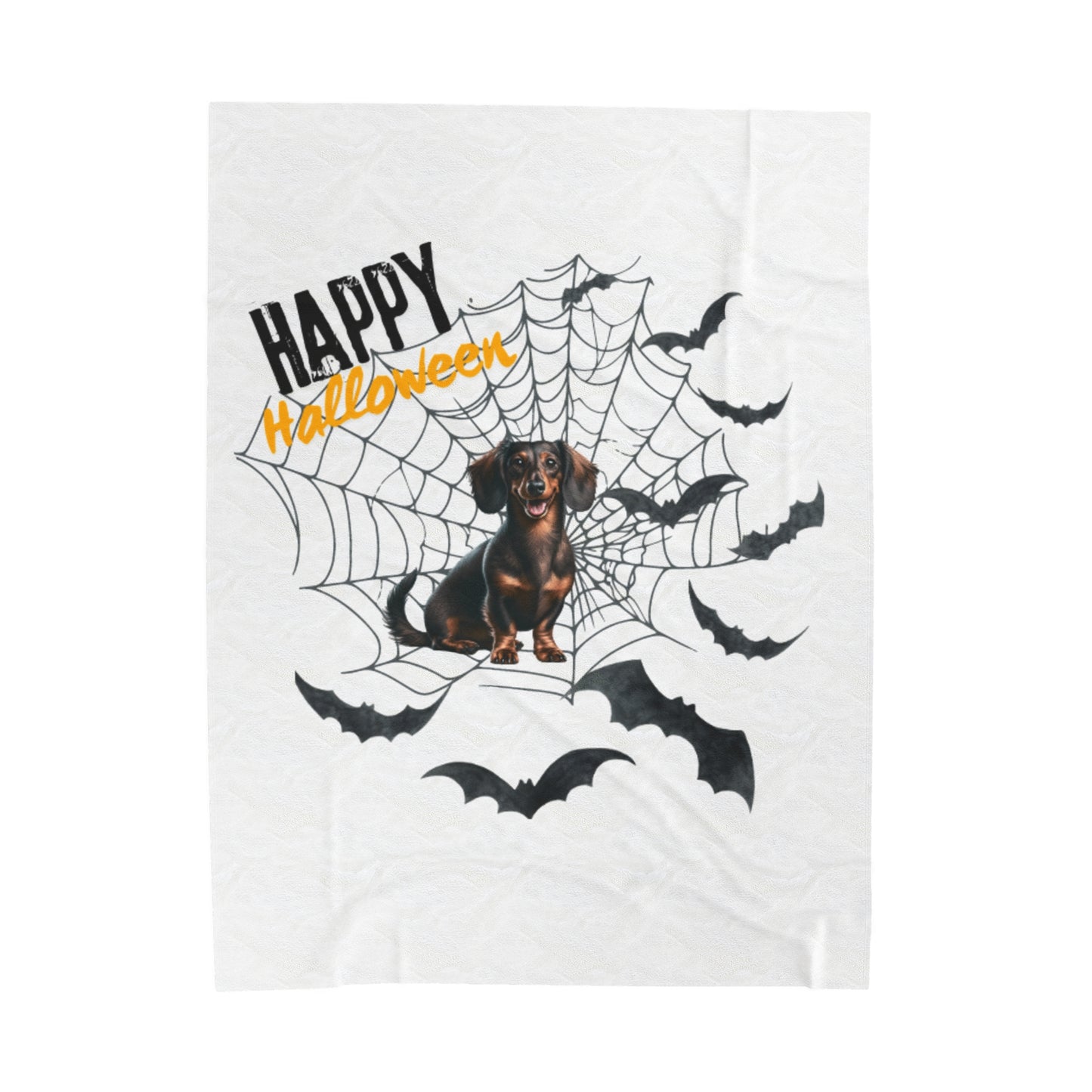 Velveteen Plush Blanket - Dachshund Halloween