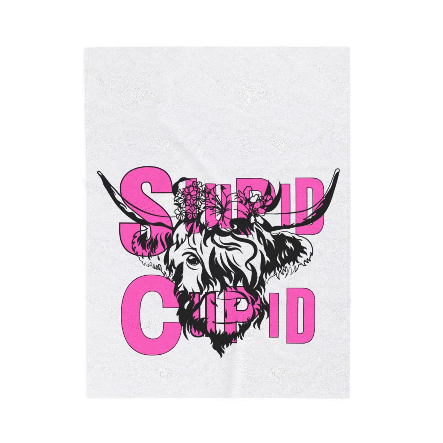 Highland Cow SC Velveteen Plush Blanket - Stupid Cupid