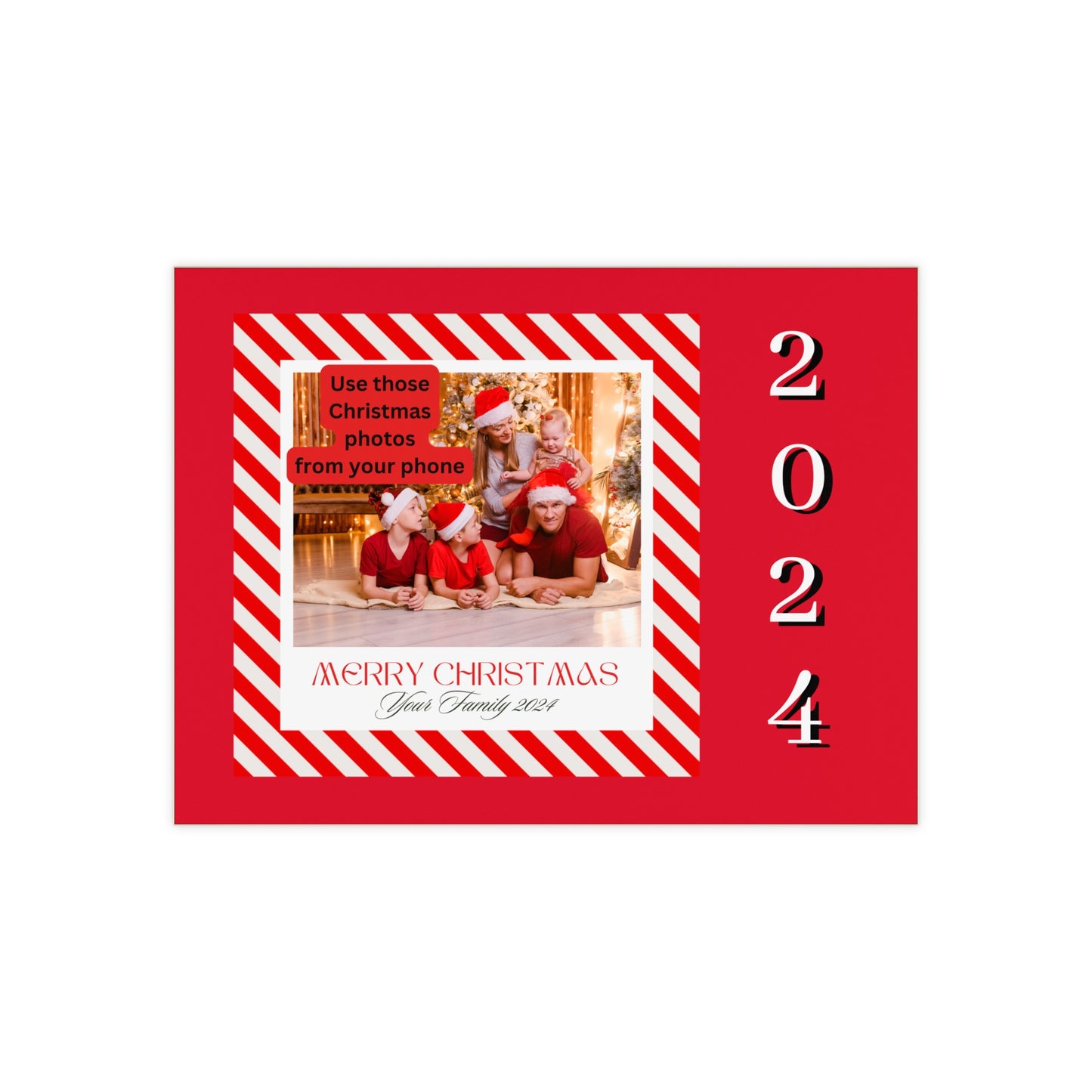 Personalize Ceramic Photo Tile - Merry Christmas - Family Photo Tile 2024