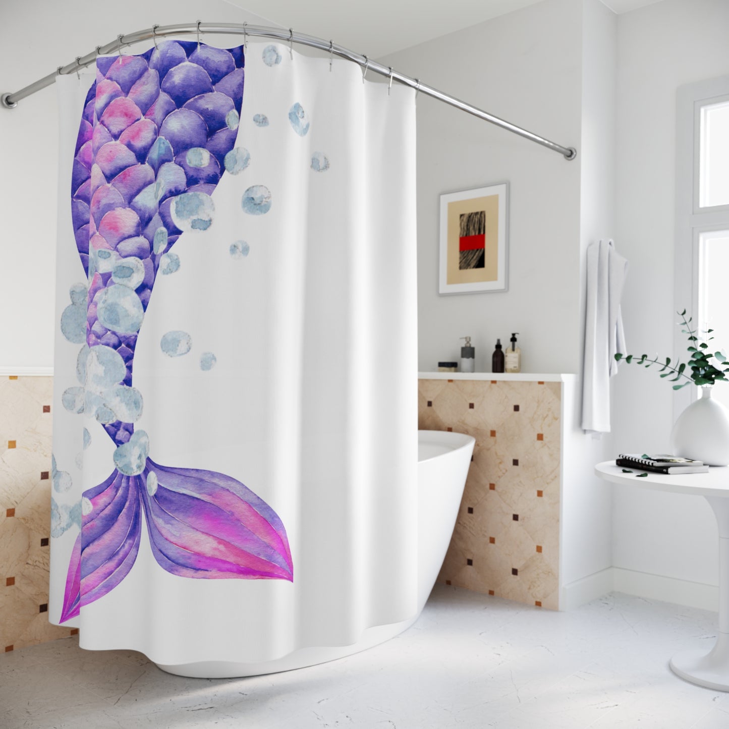 Shower Curtain - Mermaid Tail and Bubbles