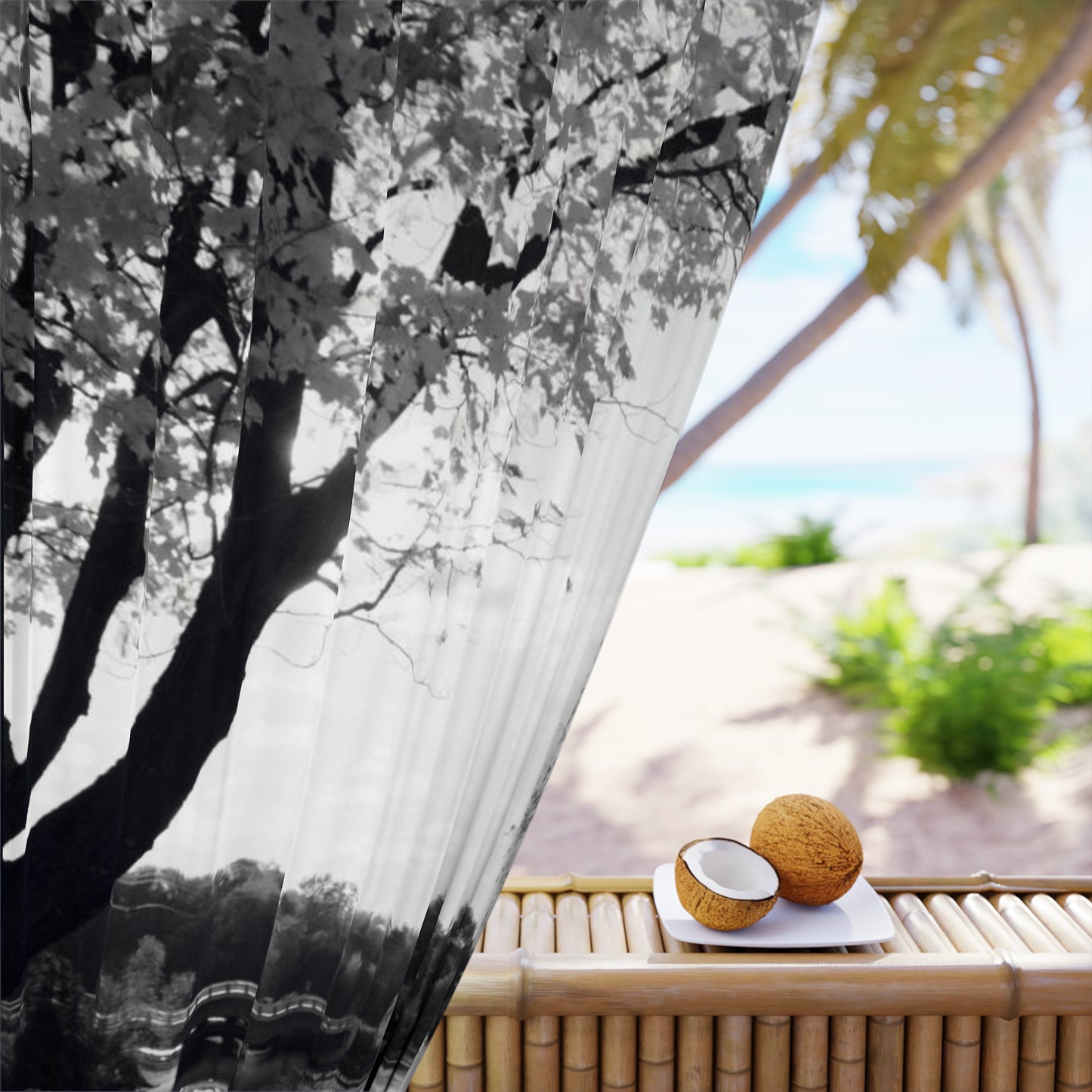 Black Out Window Curtains (1 Piece Left) Black and White Picnic by River