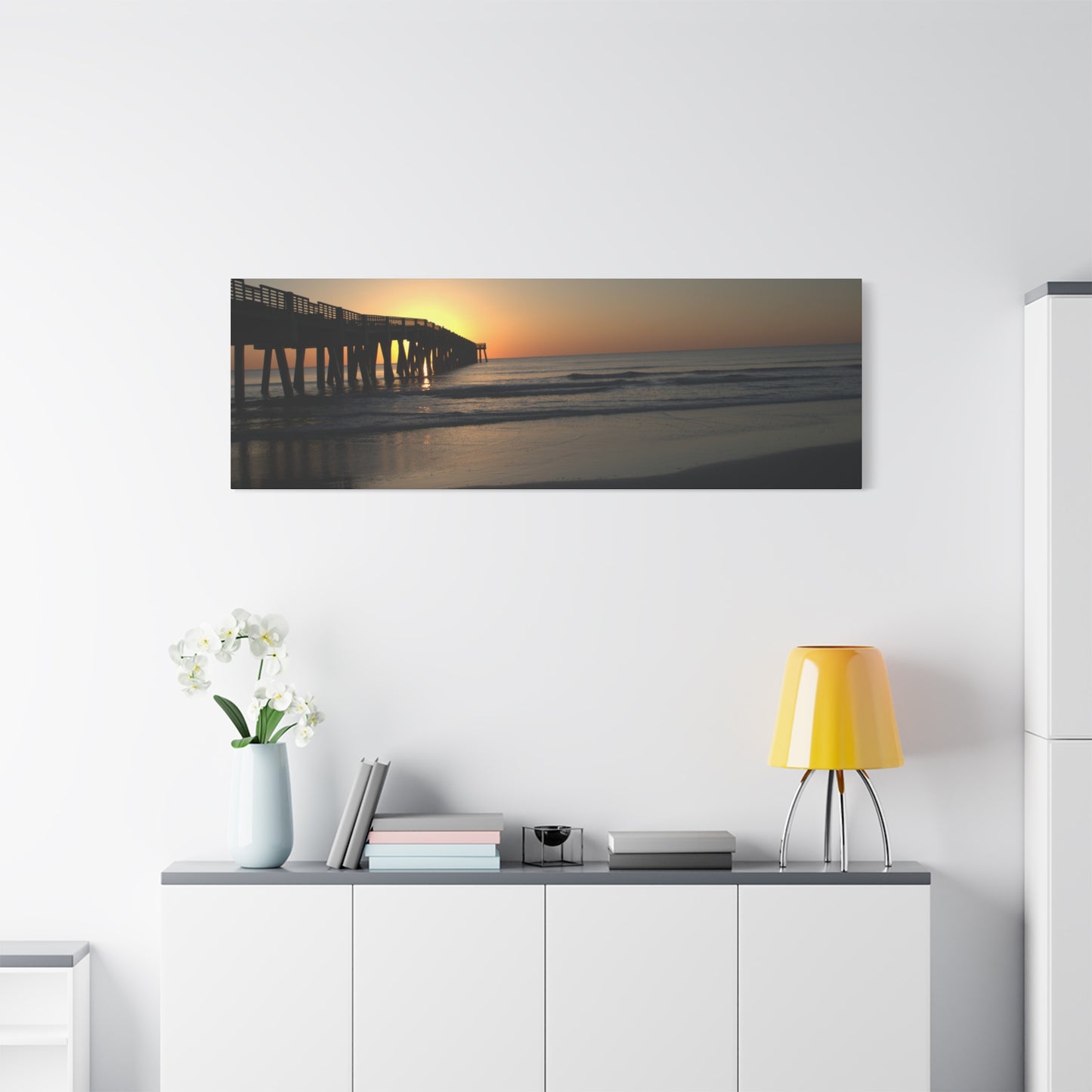 Sunrise at the Pier 60" X 20" Matte Canvas, Stretched, 1.25"