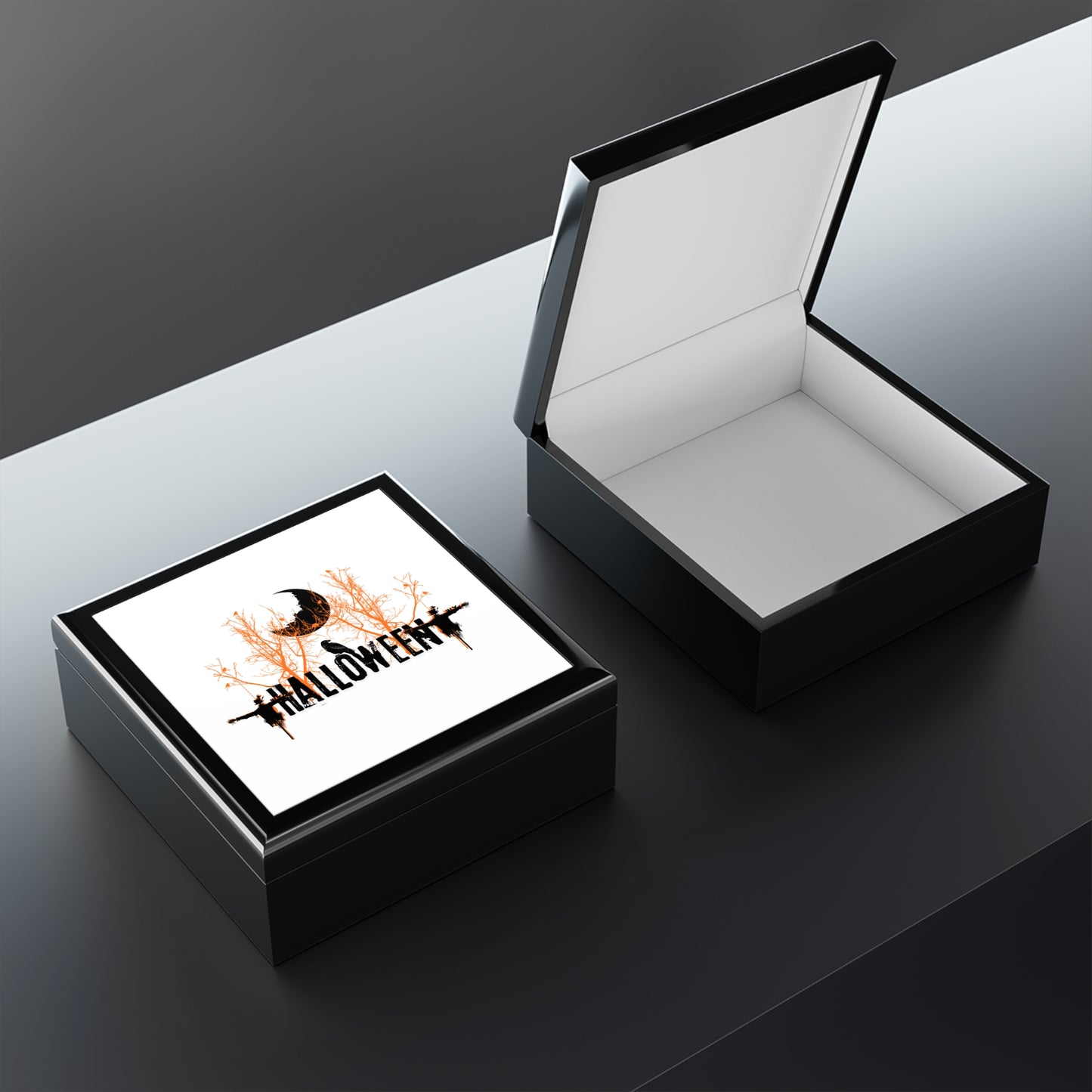 Scary Halloween Jewelry Box – White Ceramic