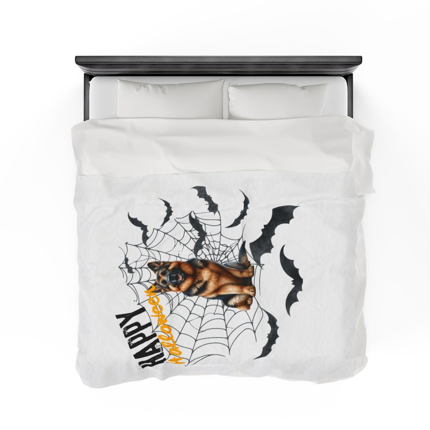 Velveteen Plush Blanket - German Shepard Halloween