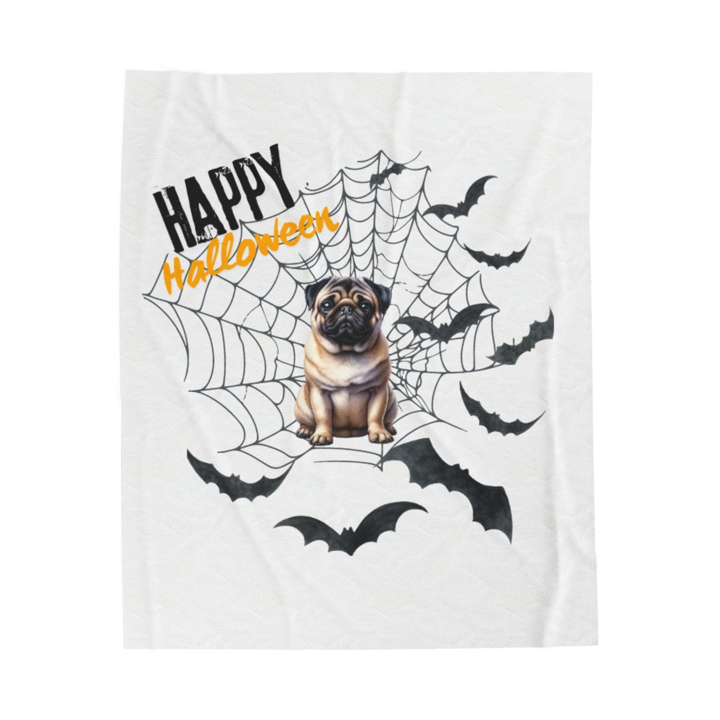 Velveteen Plush Blanket - Pug Halloween