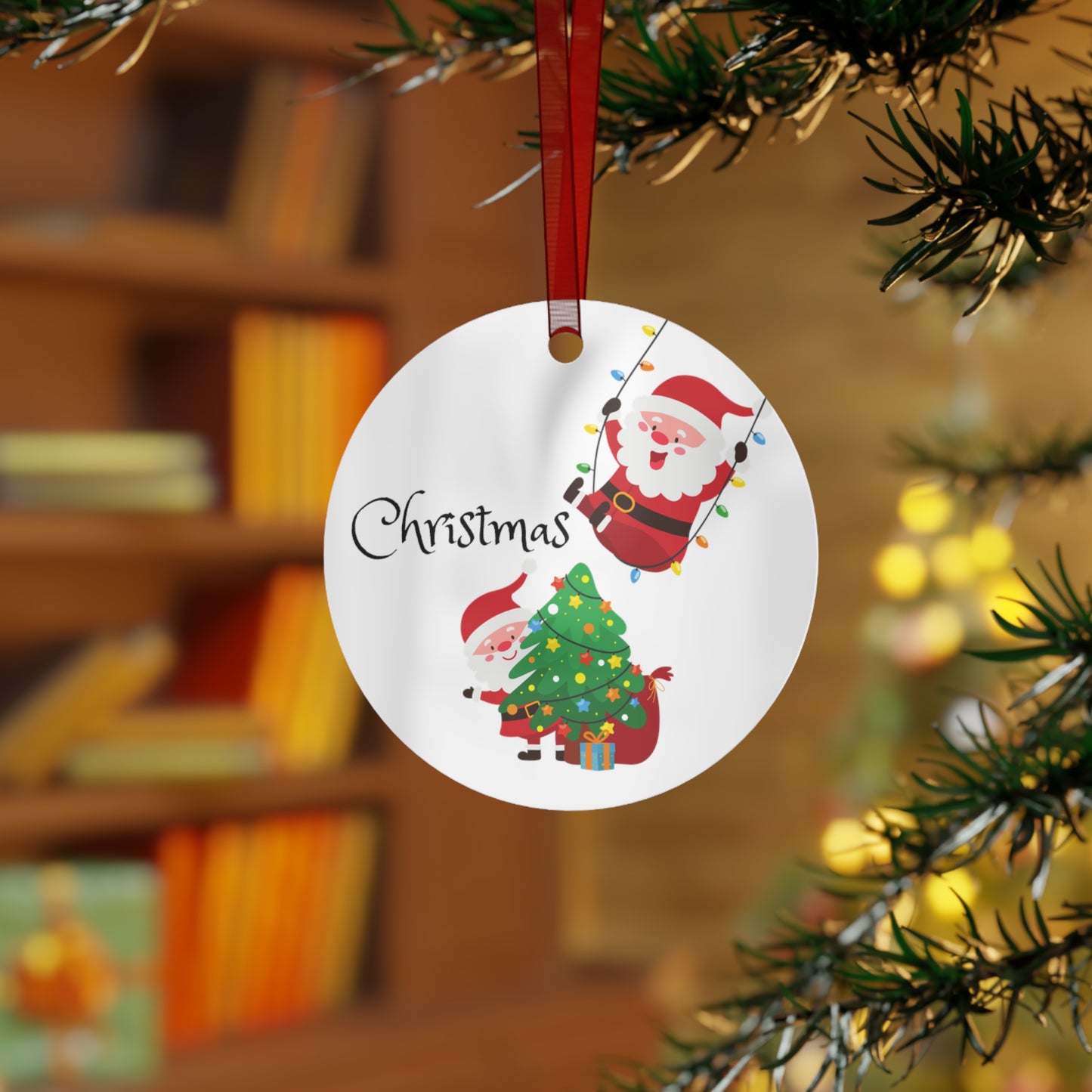 Metal Ornaments Swinging Santa's