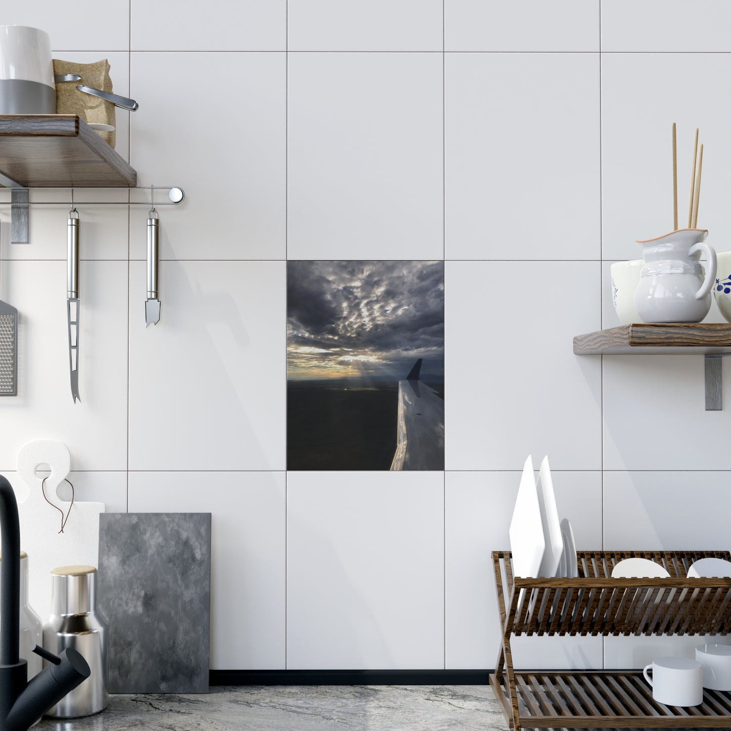 Ceramic Photo Tile - Sunbeams off the wing