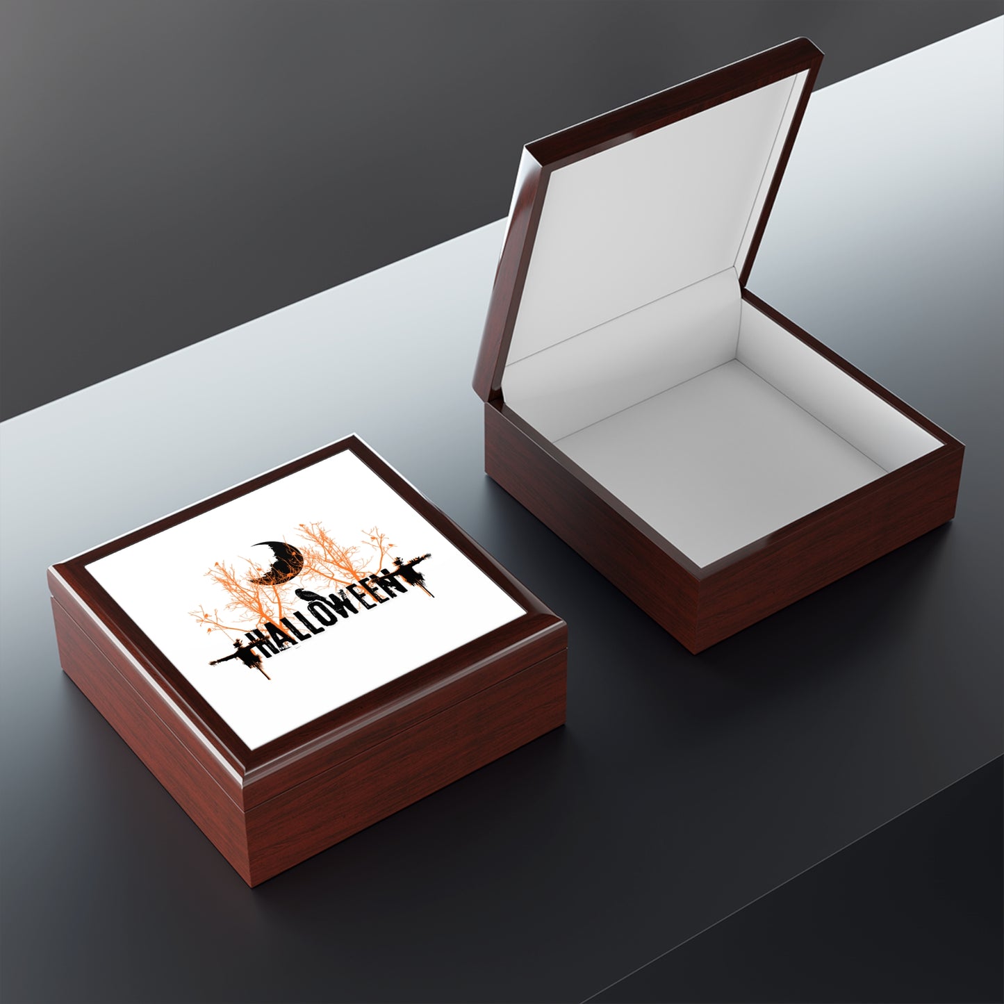 Scary Halloween Jewelry Box – White Ceramic