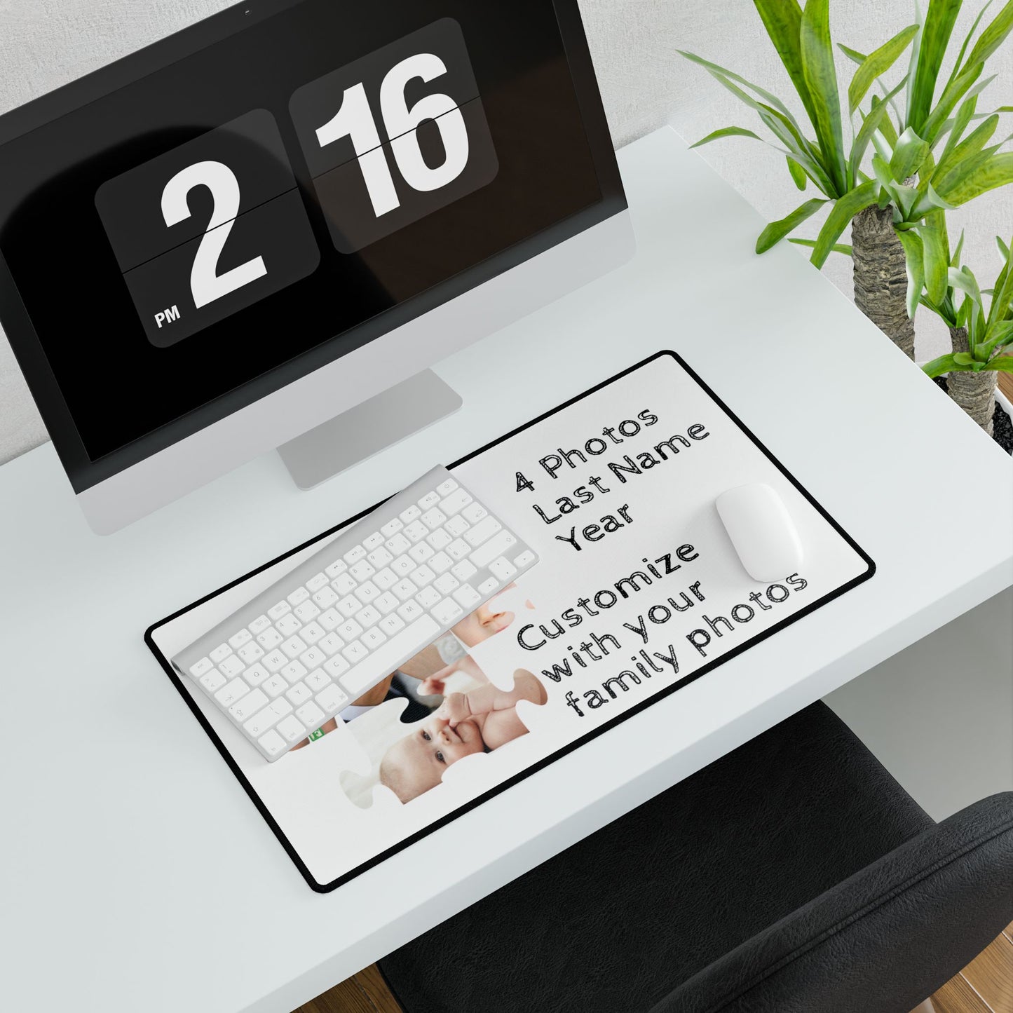 Desk Mat - Personalize with 4 photos, last name, and year