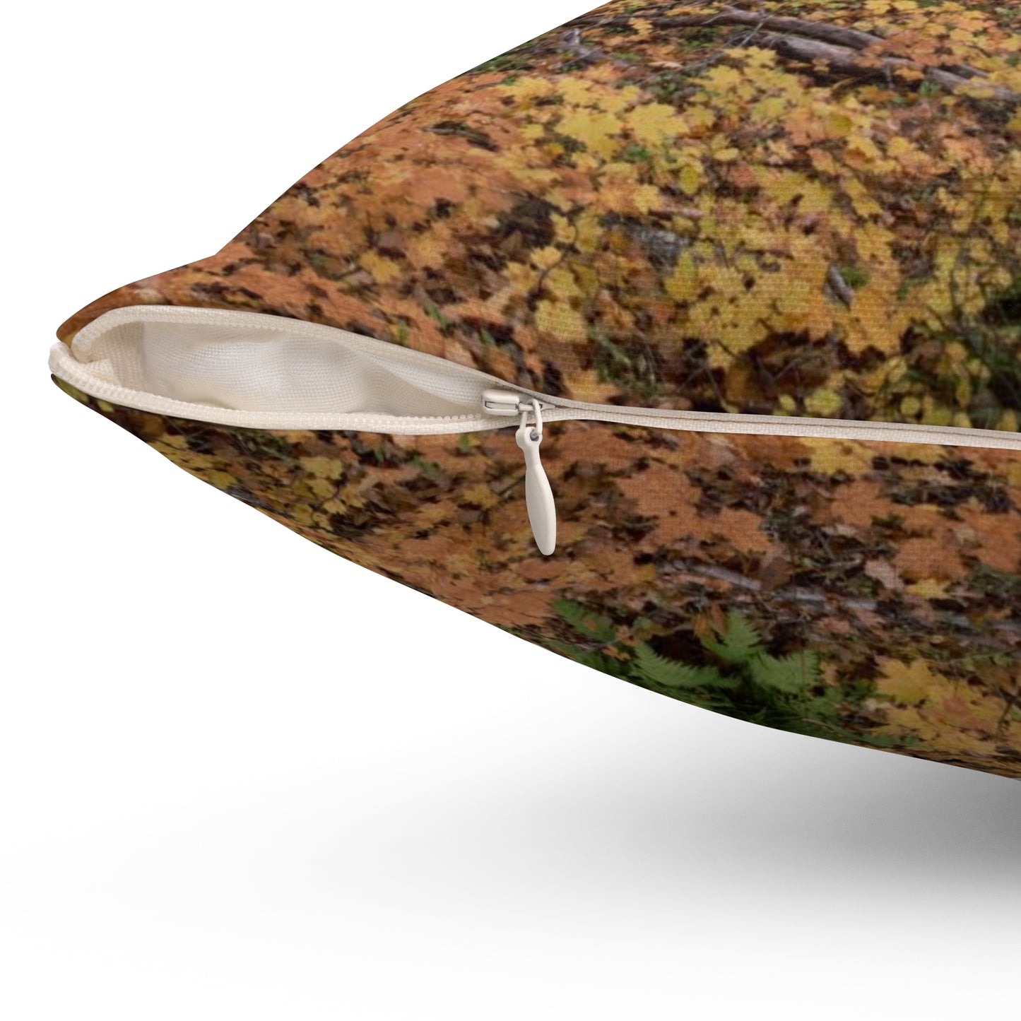 Spun Polyester Square Pillow Fall walk in the woods