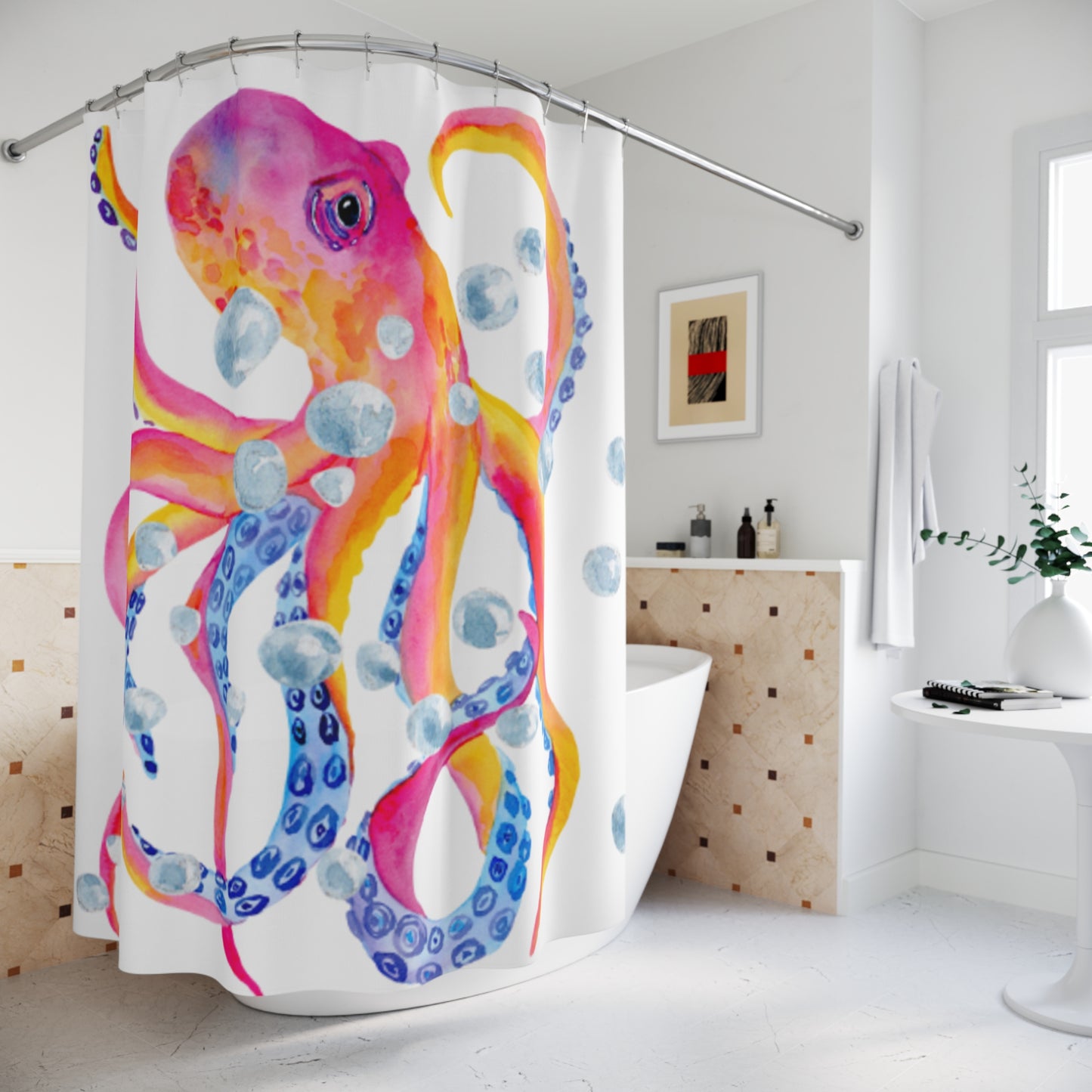 Shower Curtain - Octopus and Bubbles