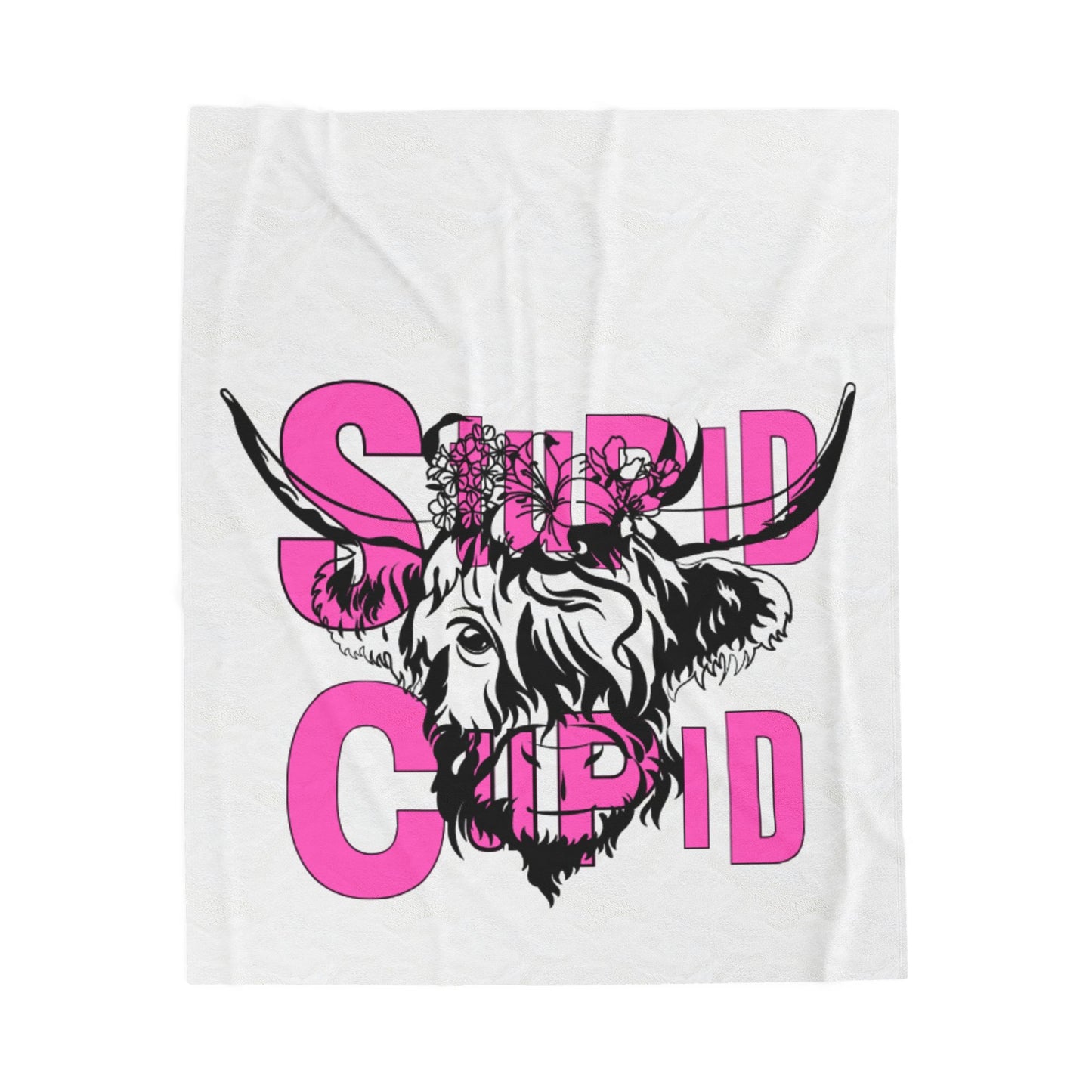 Highland Cow SC Velveteen Plush Blanket - Stupid Cupid