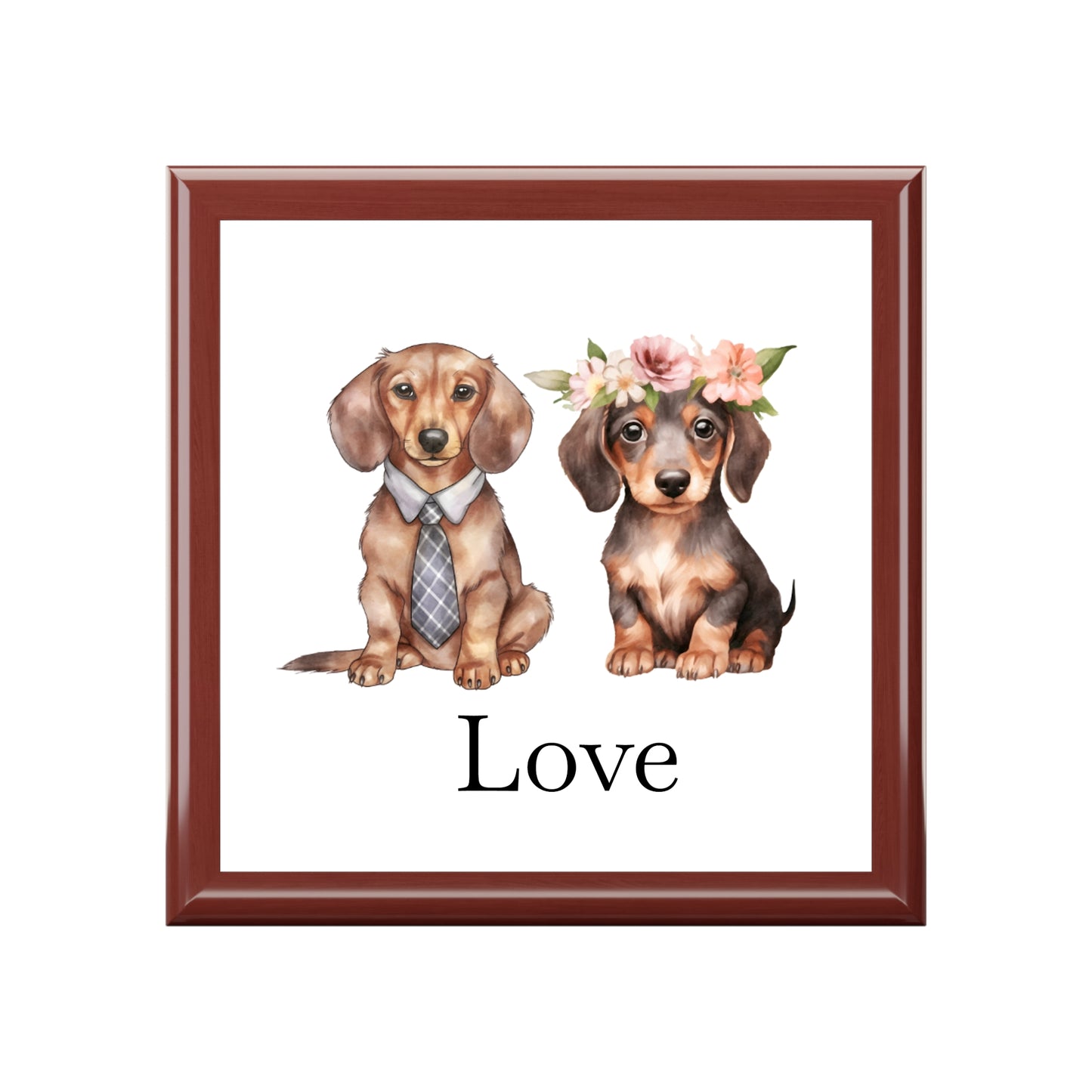 Jewelry Box – White Ceramic Dachshund Love