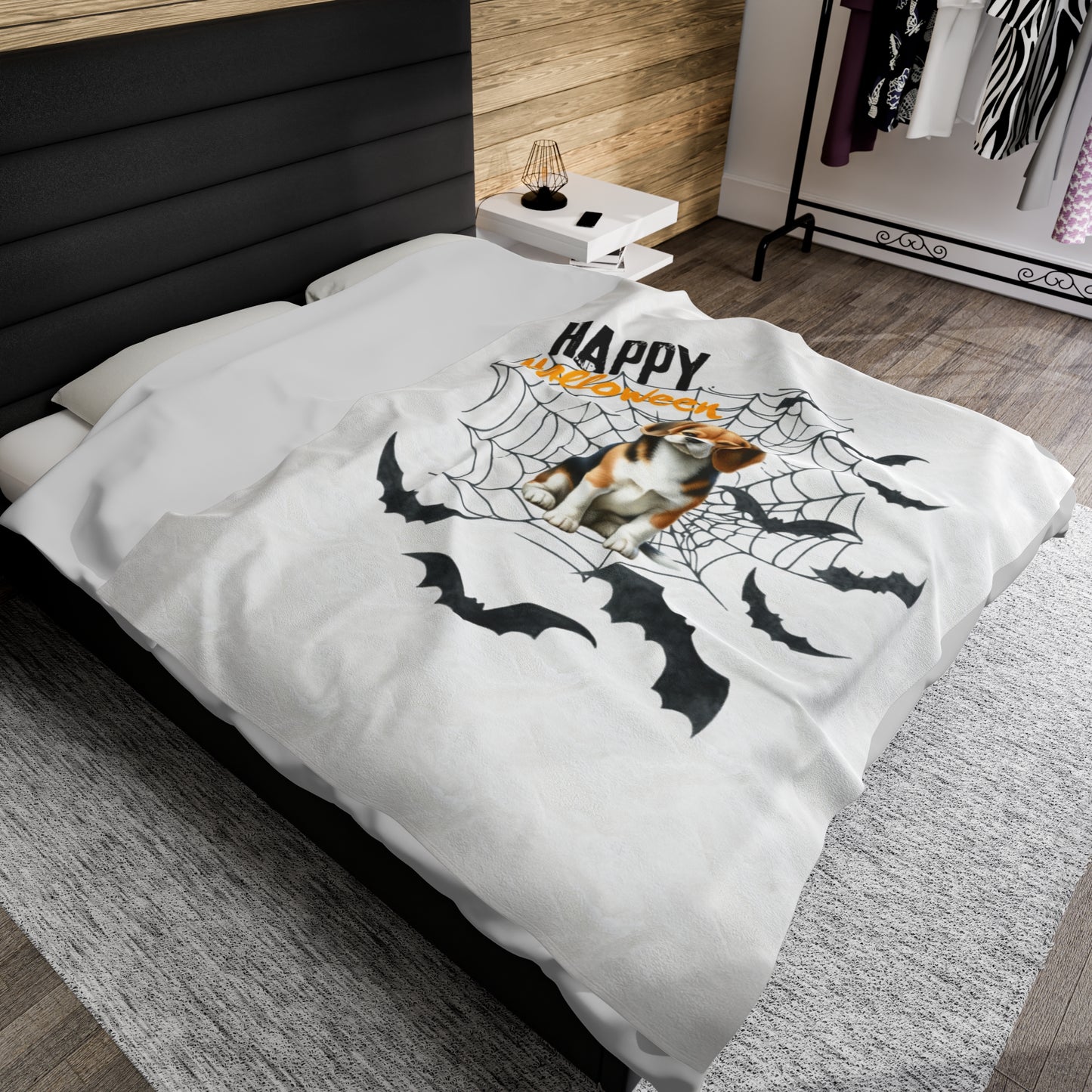 Velveteen Plush Blanket - Beagle Halloween