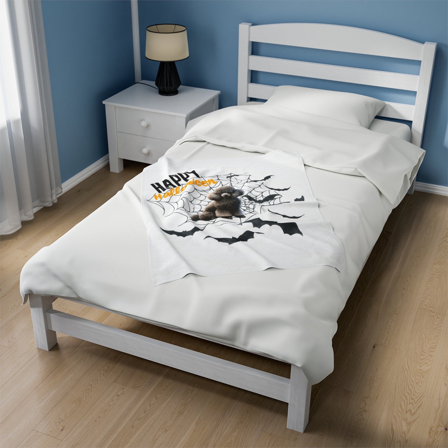 Velveteen Plush Blanket - Poodle Halloween
