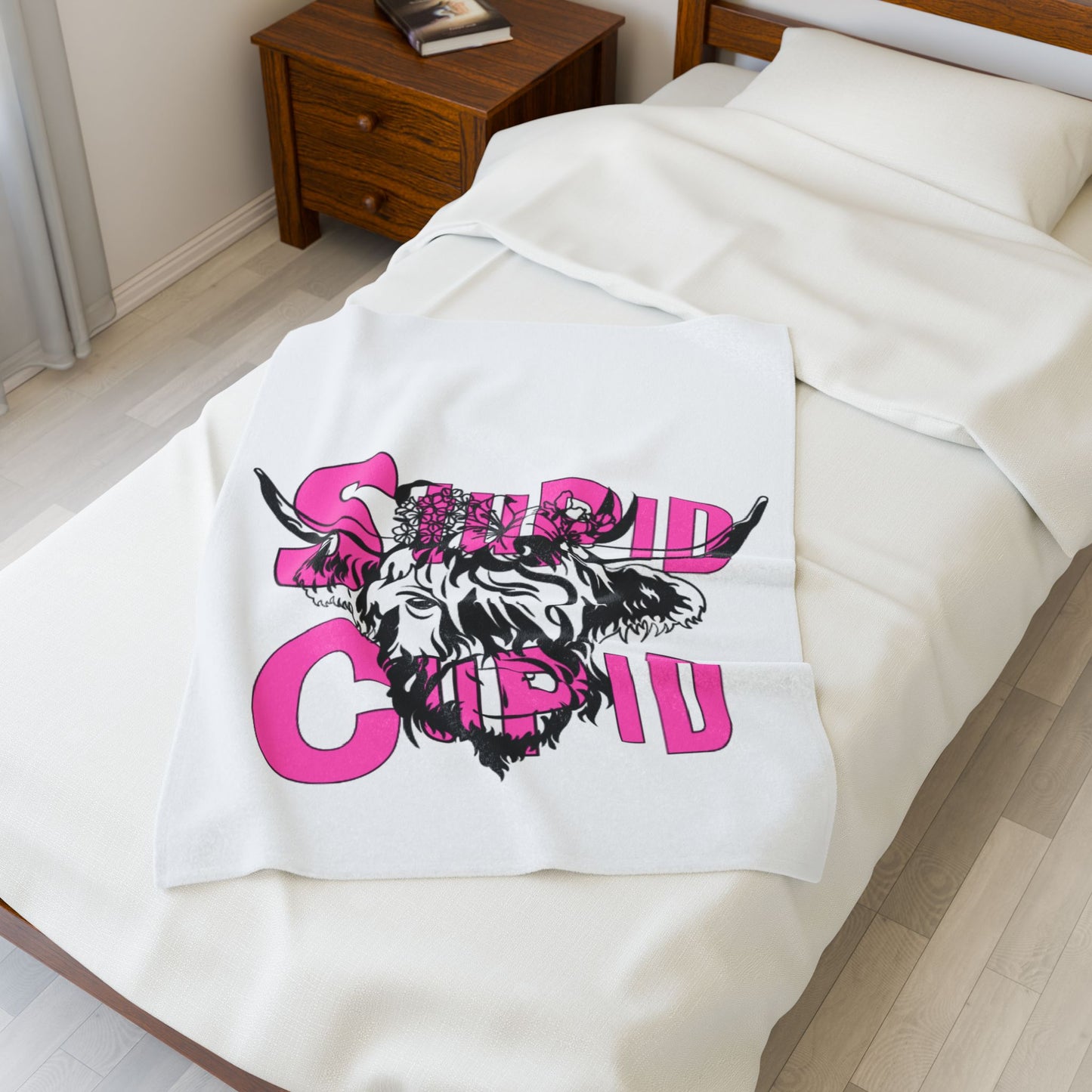 Highland Cow SC Velveteen Plush Blanket - Stupid Cupid