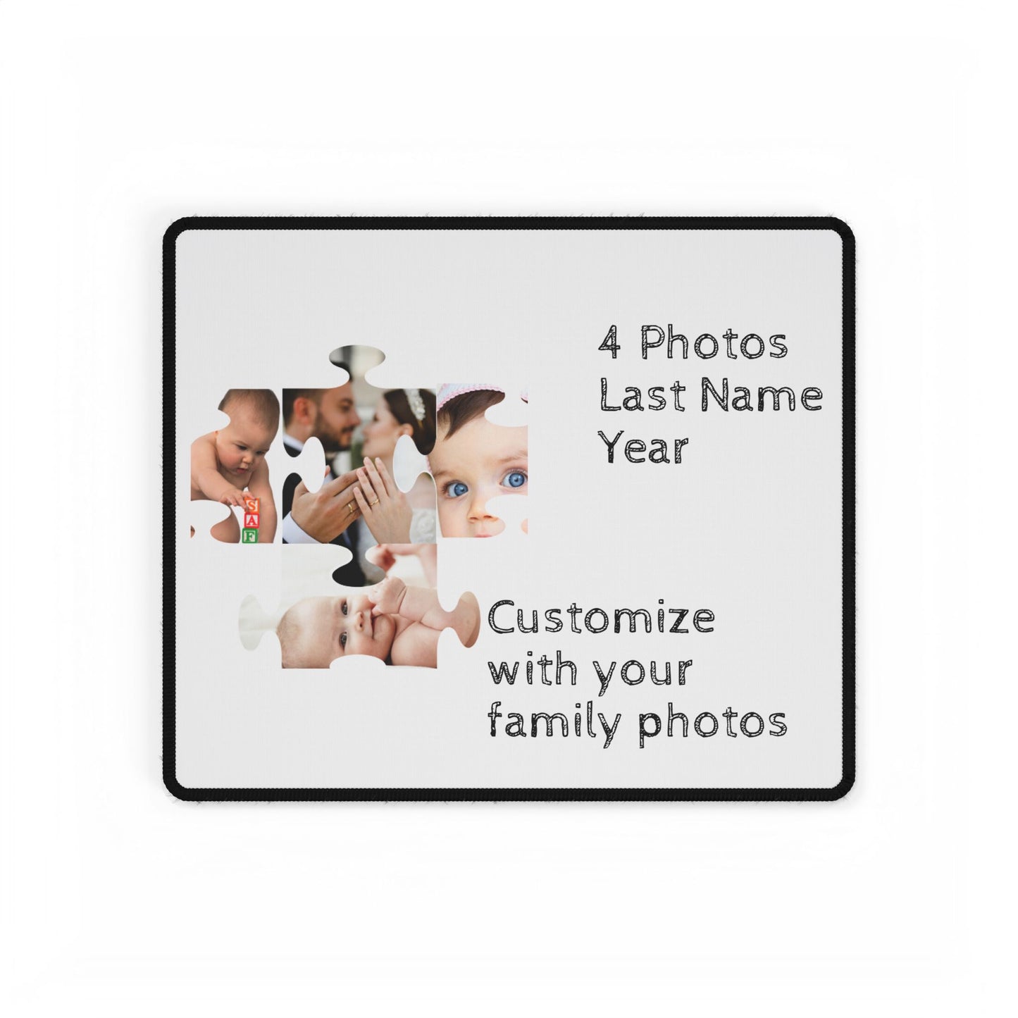 Desk Mat - Personalize with 4 photos, last name, and year