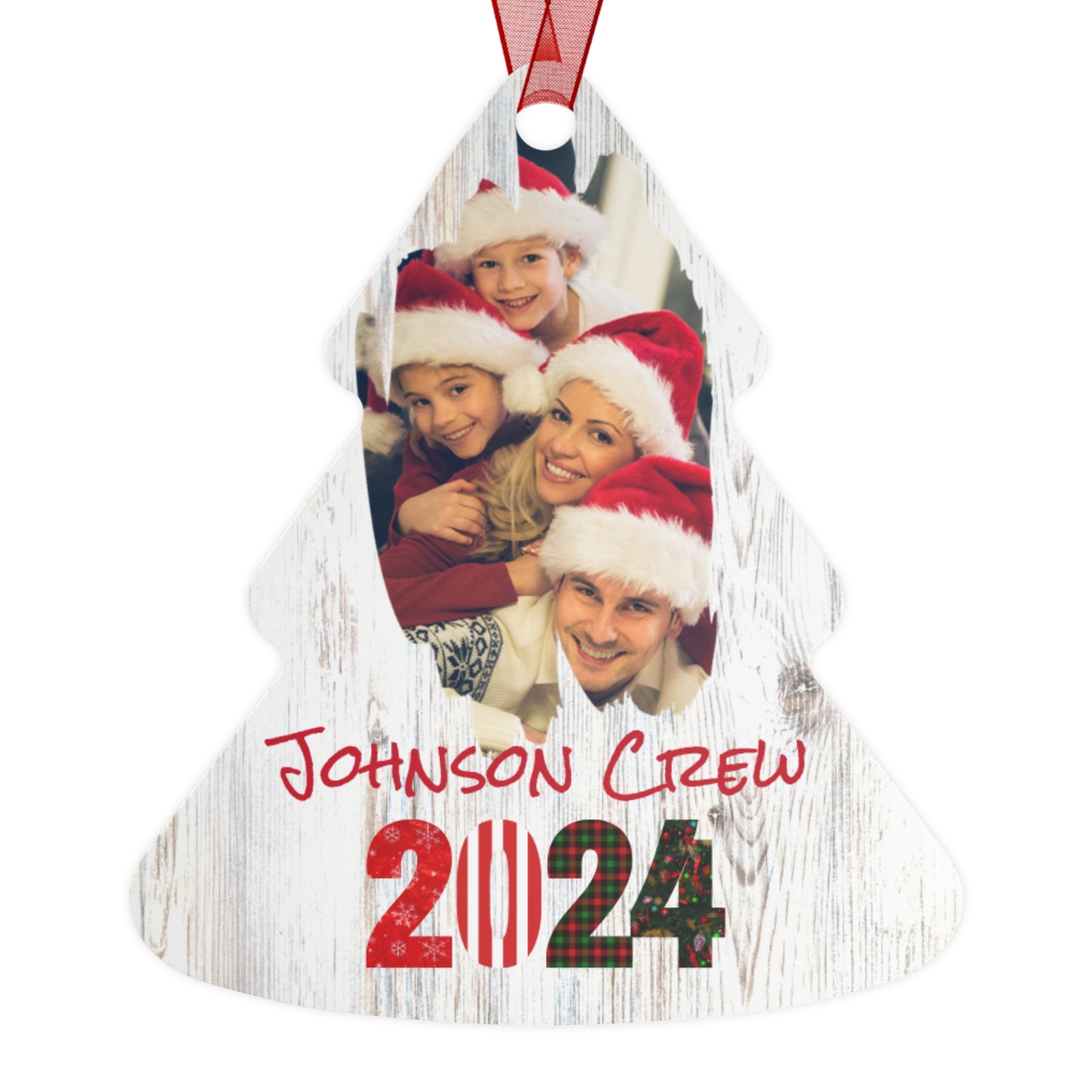 Metal Ornaments - Tree Shape - Family Crew with photo 2024