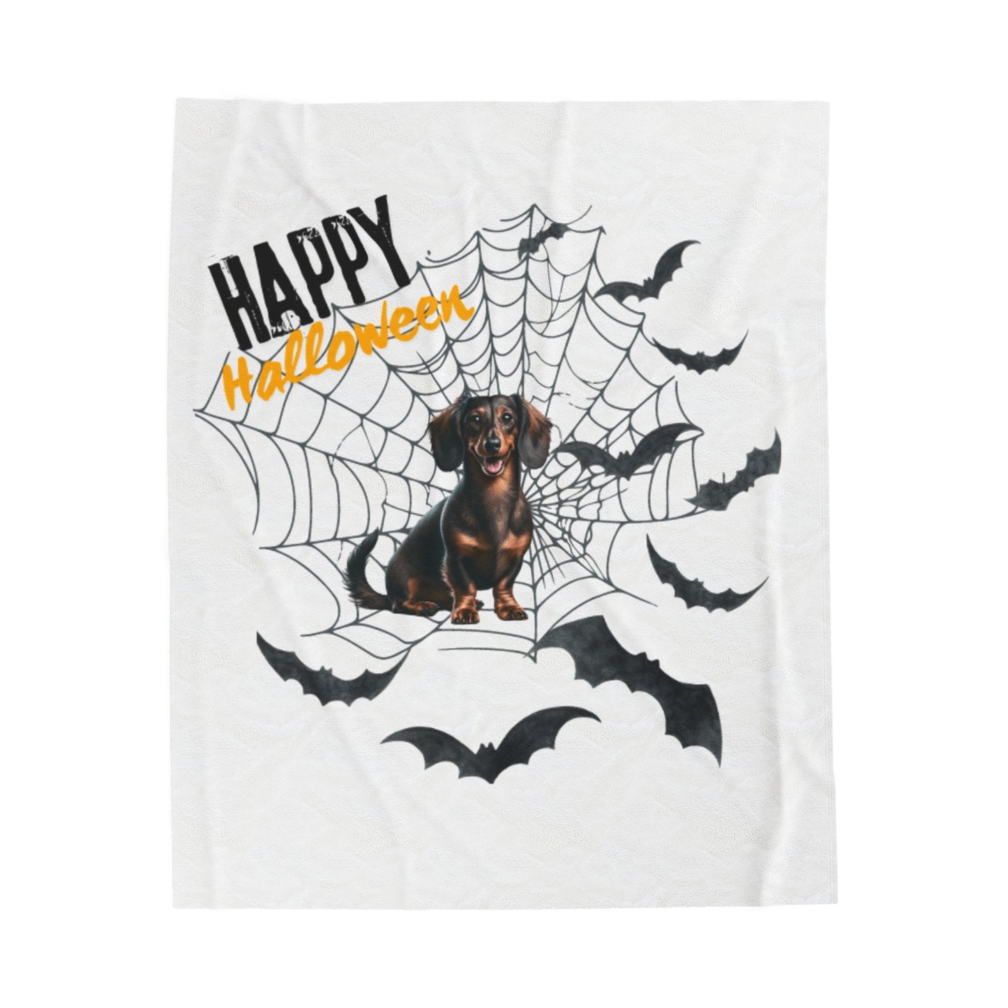 Velveteen Plush Blanket - Dachshund Halloween
