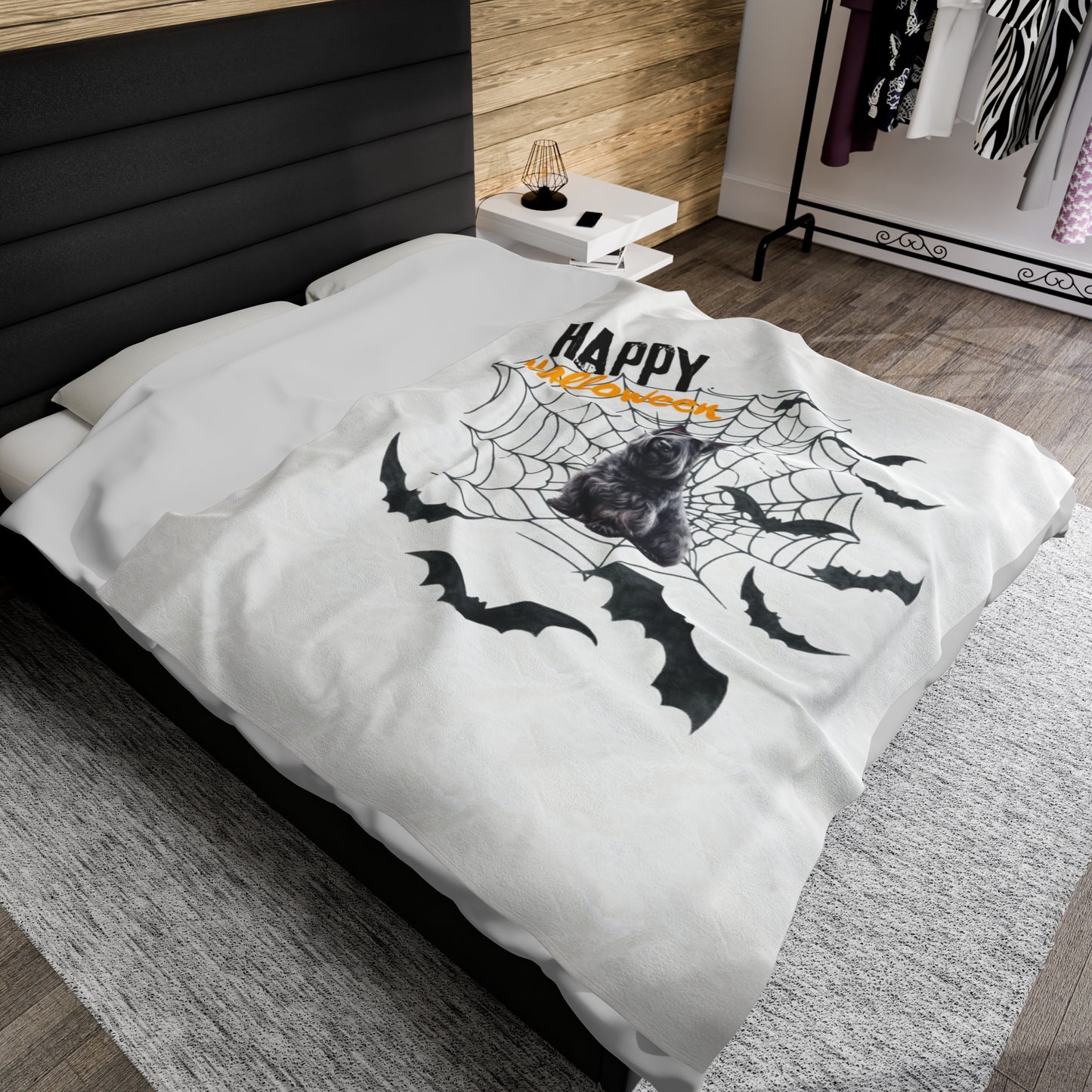 Velveteen Plush Blanket - Scottish Terrier Halloween