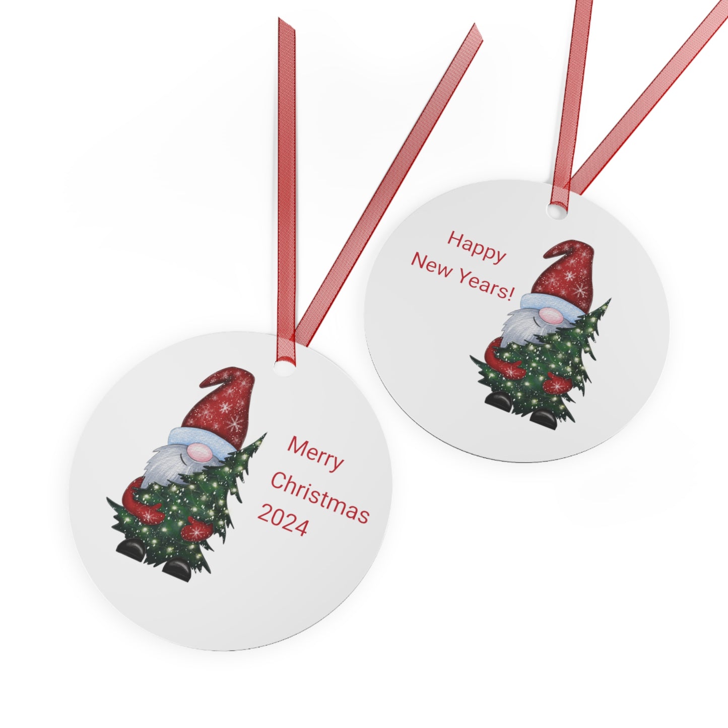 Metal Ornaments - Round Gnomes