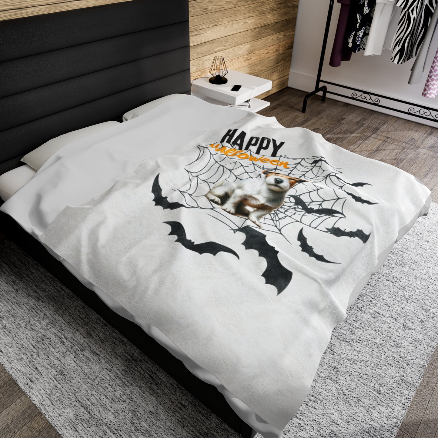 Velveteen Plush Blanket - Jack Russell Halloween