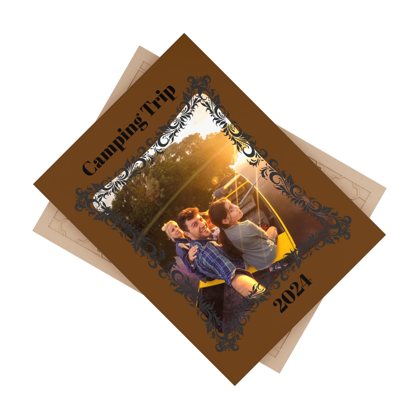 Personalized Ceramic Photo Tile - Family Vacation Photo with Name and Year