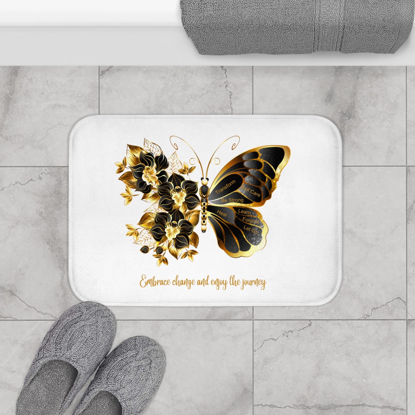 Bath Mat Millennial - Embrace the change Golden Butterfly