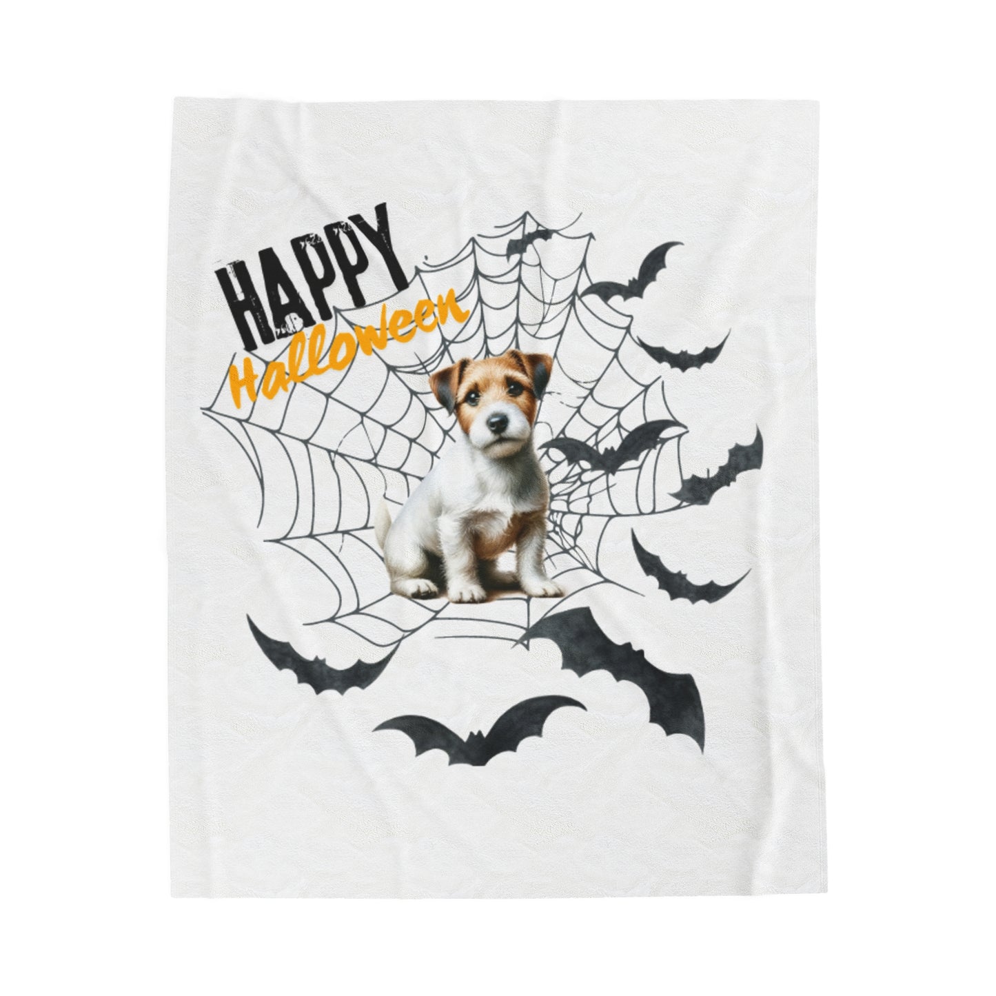 Velveteen Plush Blanket - Jack Russell Halloween