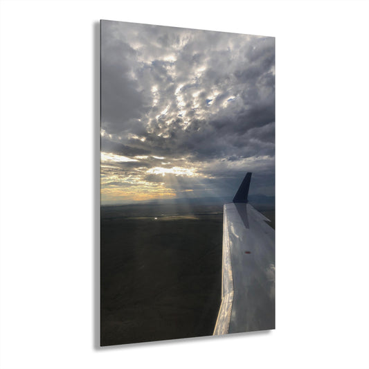 Acrylic Prints (French Cleat) Desert Sunrise from Above – Wing View Art