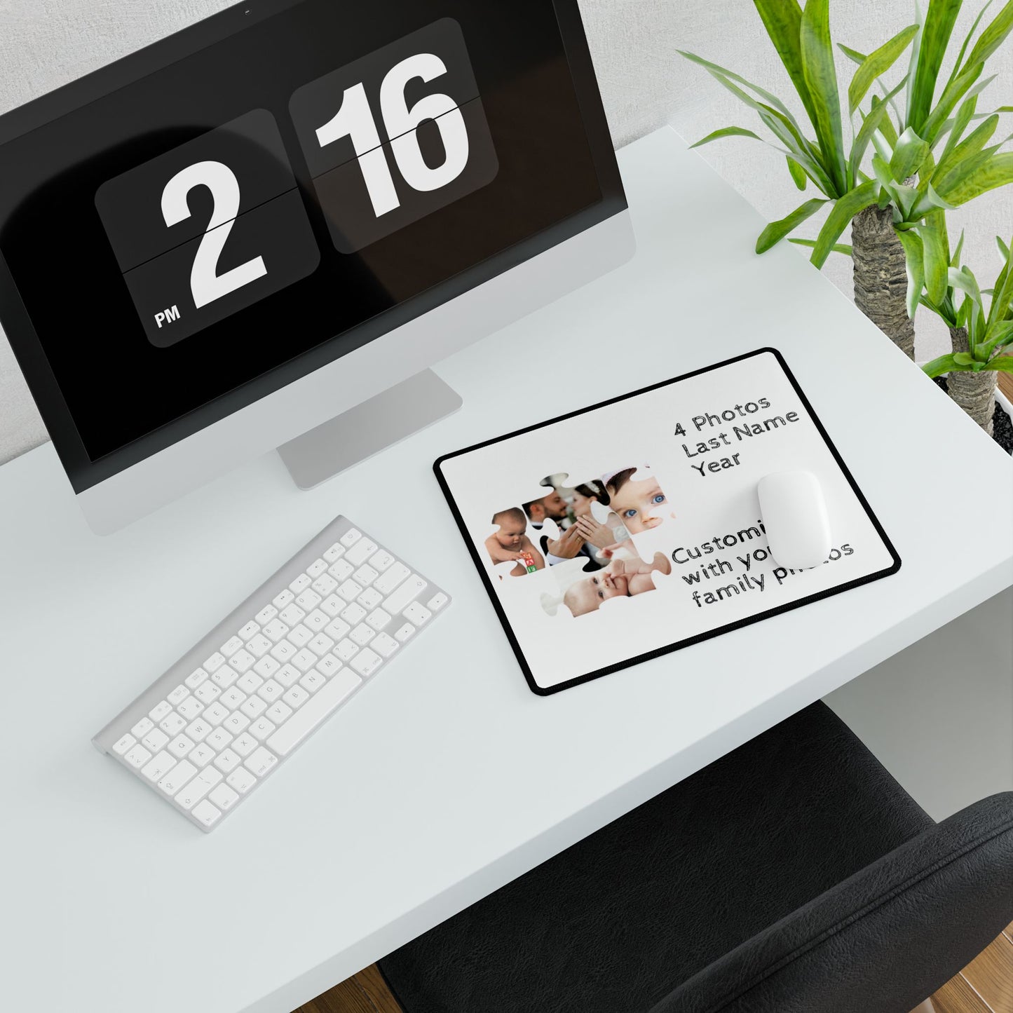 Desk Mat - Personalize with 4 photos, last name, and year
