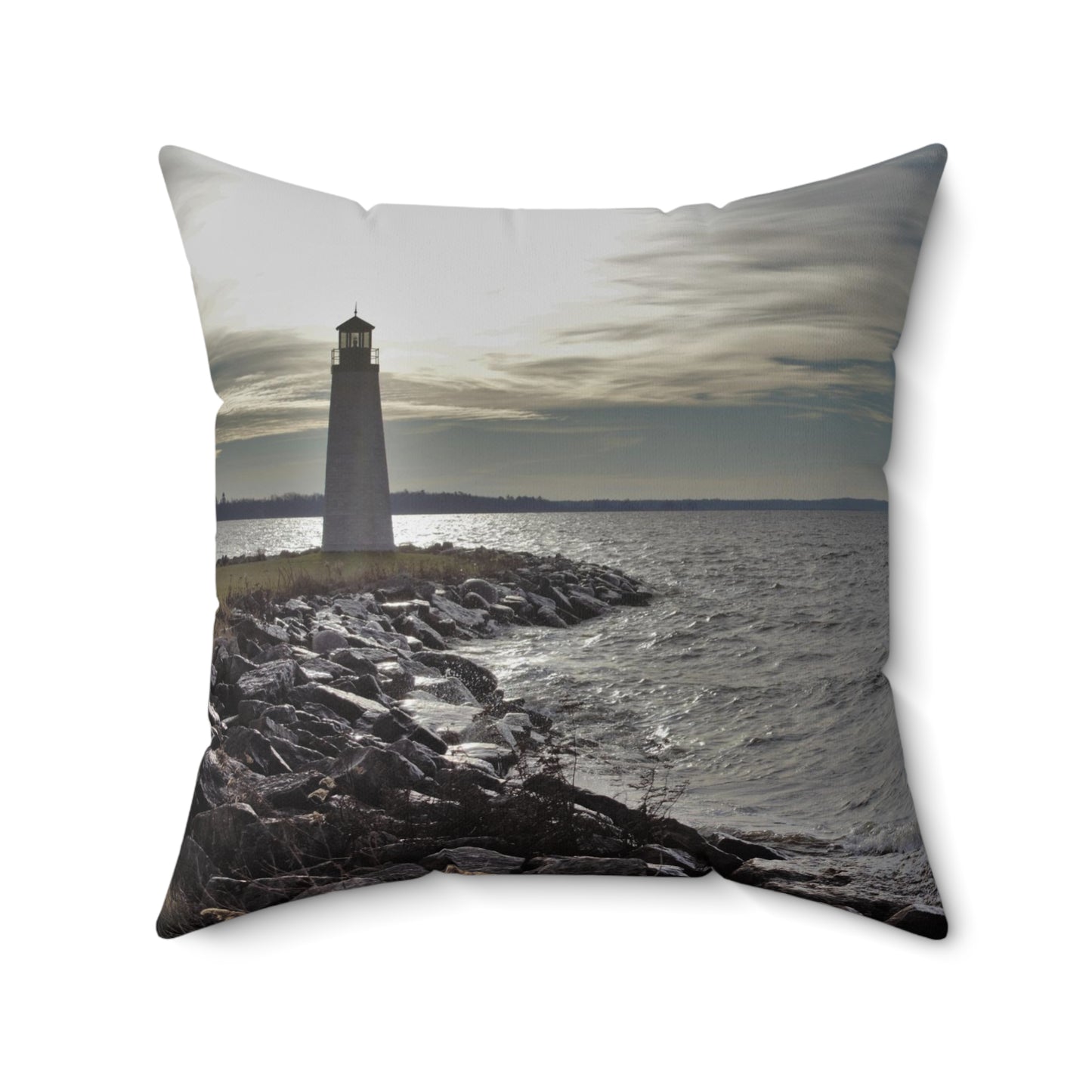 Spun Polyester Square Pillow - Light House
