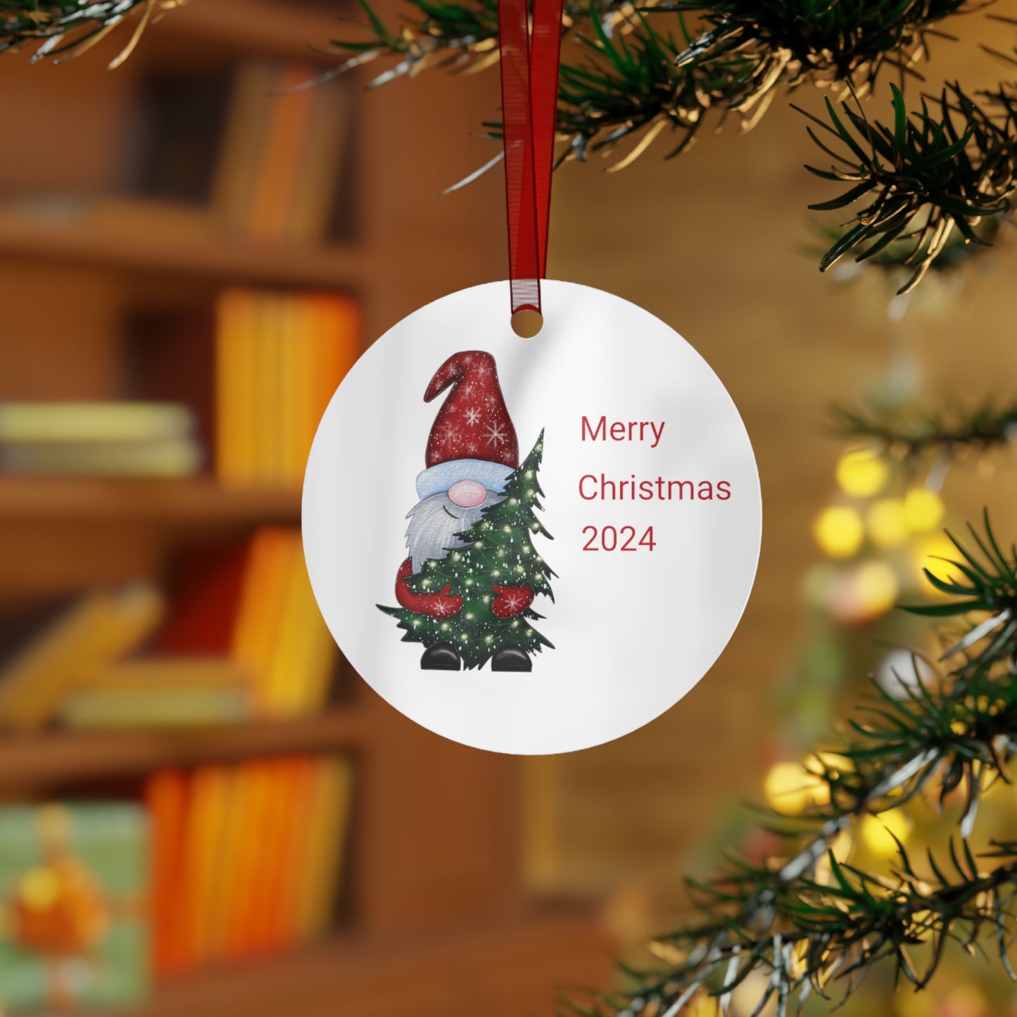 Metal Ornaments - Round Gnomes