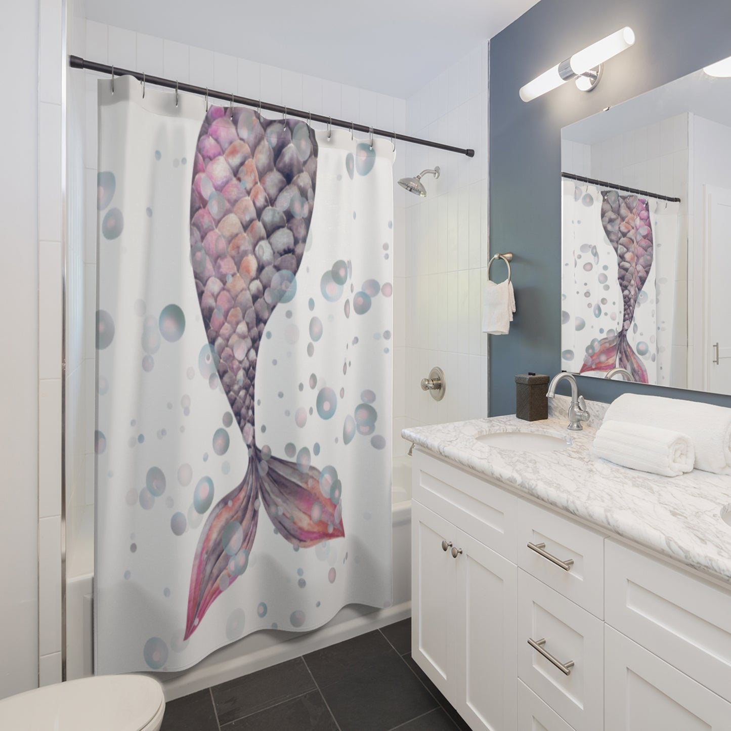 Shower Curtain - Nordic Mermaid Tale and Sangri Bubbles