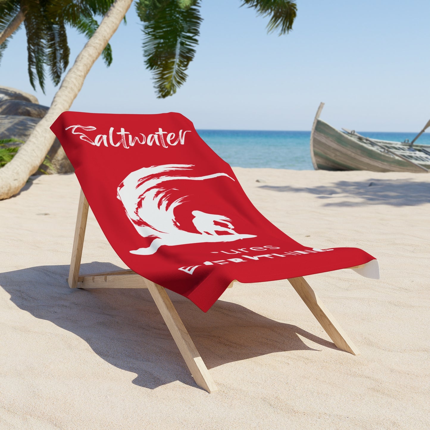 Luxurious Beach Towel - Saltwater cures everything! Hang TEN RED