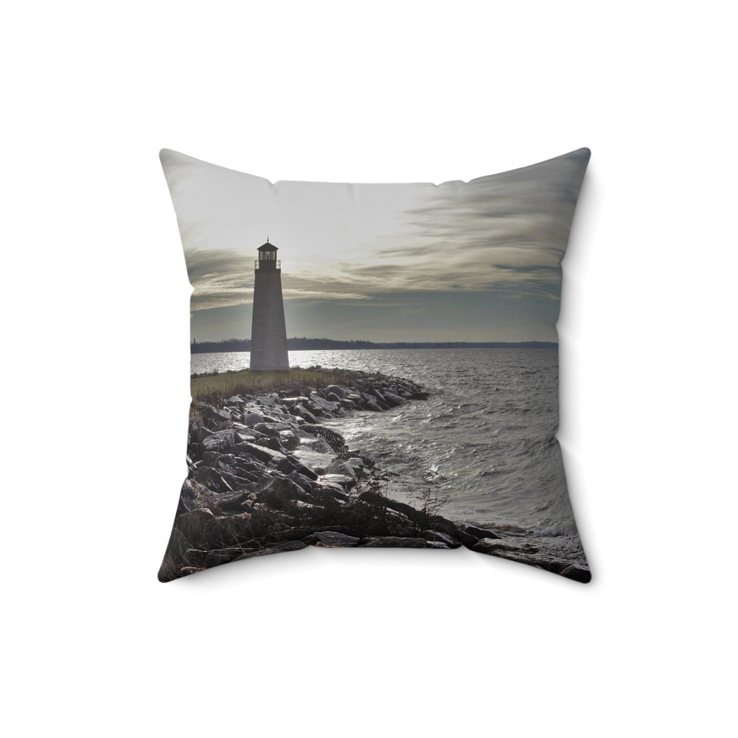 Spun Polyester Square Pillow - Light House