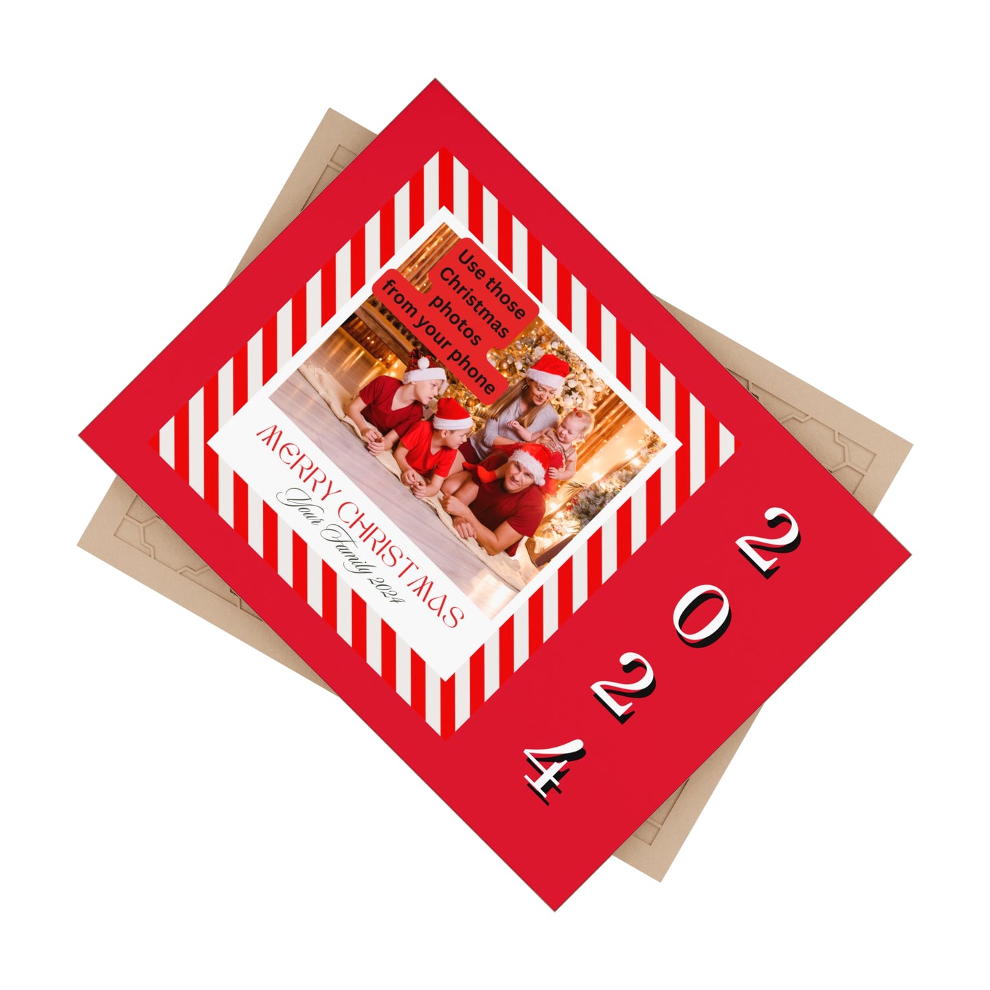 Personalize Ceramic Photo Tile - Merry Christmas - Family Photo Tile 2024