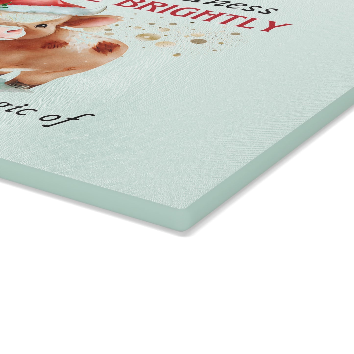 Glass Cutting Board - Magic of Christmas Baby Cow
