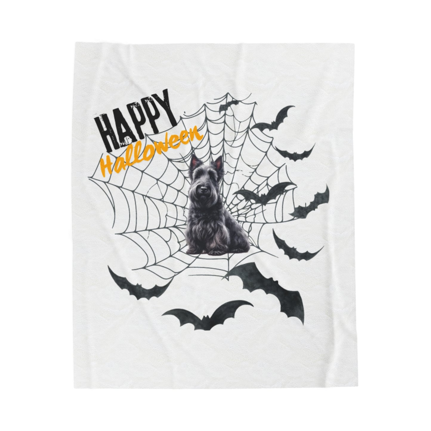Velveteen Plush Blanket - Scottish Terrier Halloween