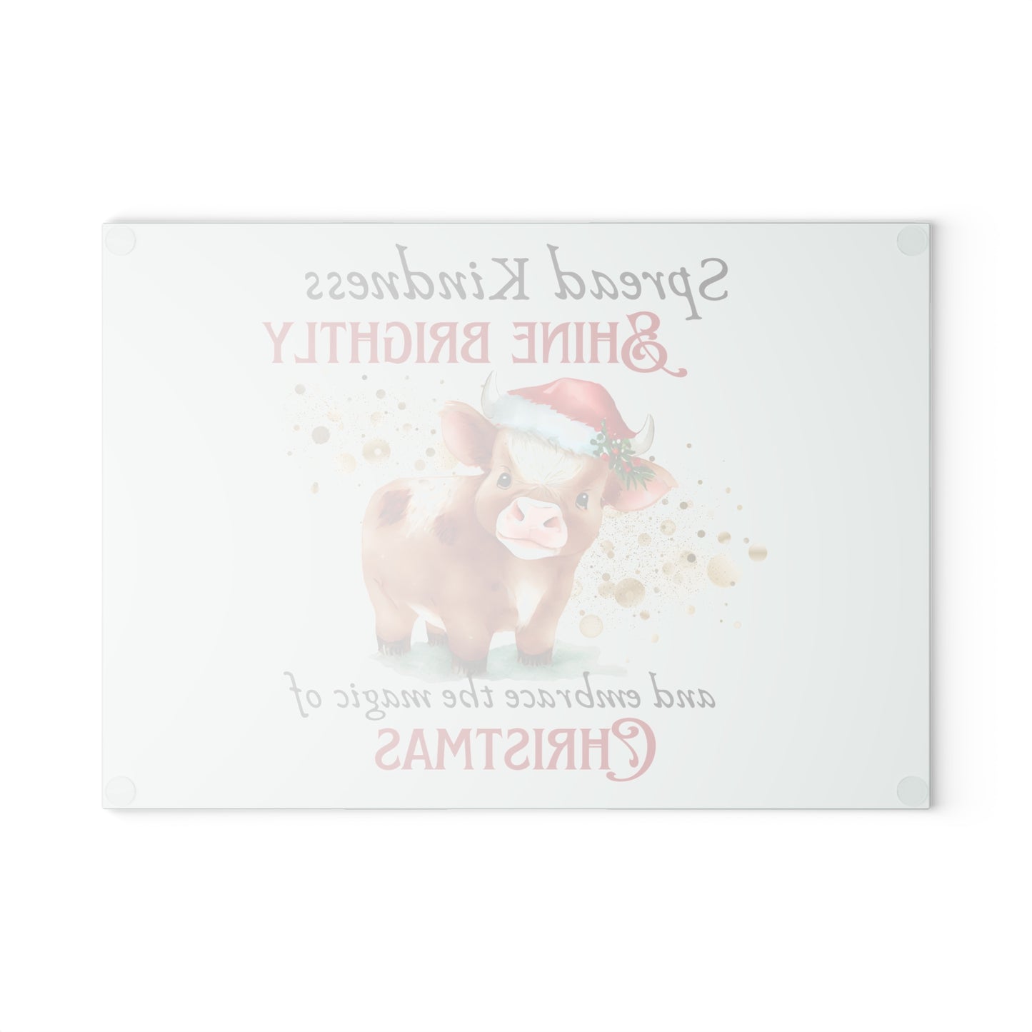 Glass Cutting Board - Baby Cow with the Magic of Christmas