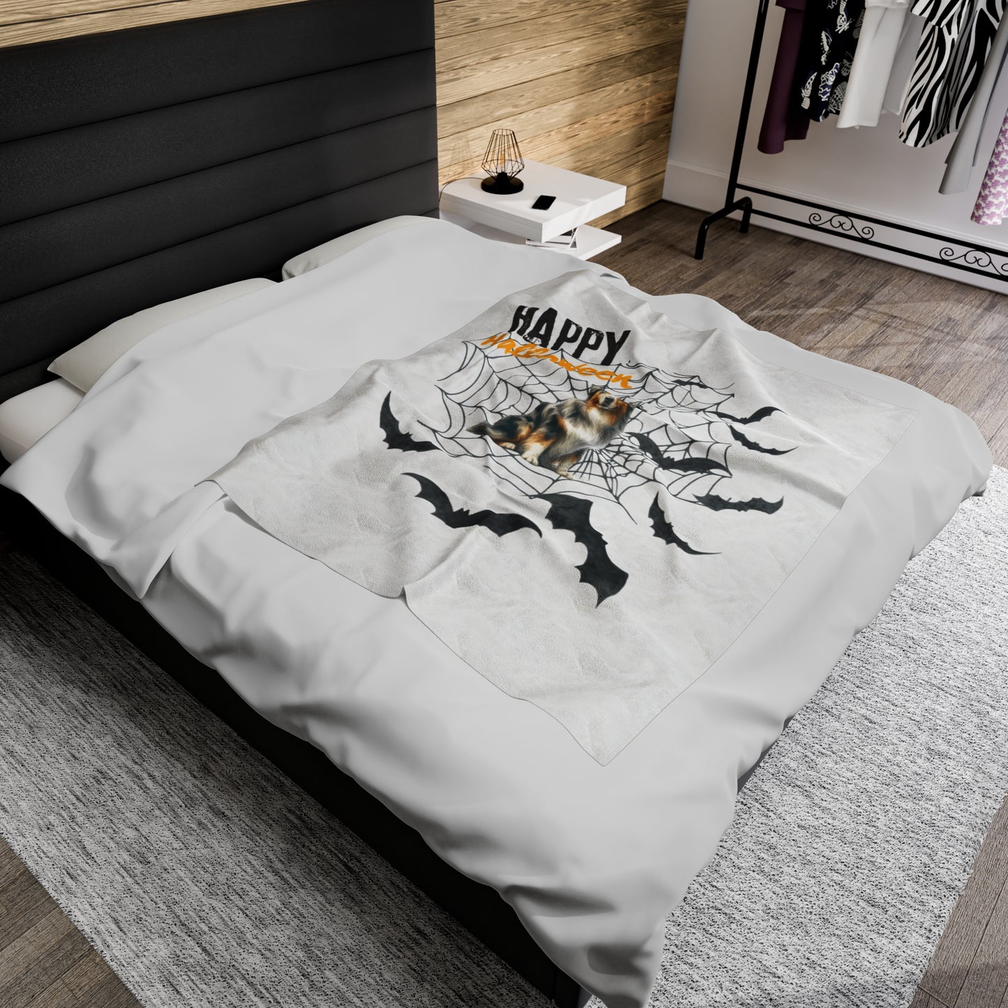 Velveteen Plush Blanket - Australian Shepard Halloween