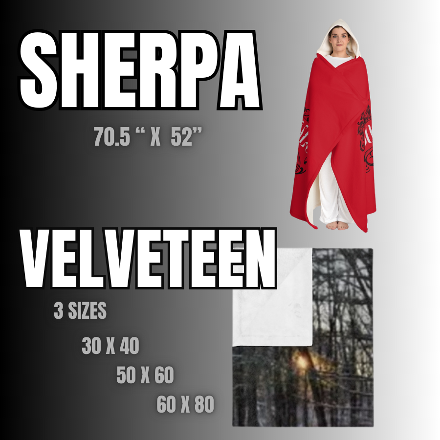 Blankets - Sherpa hooded blankets, Velveteen Minky blankets